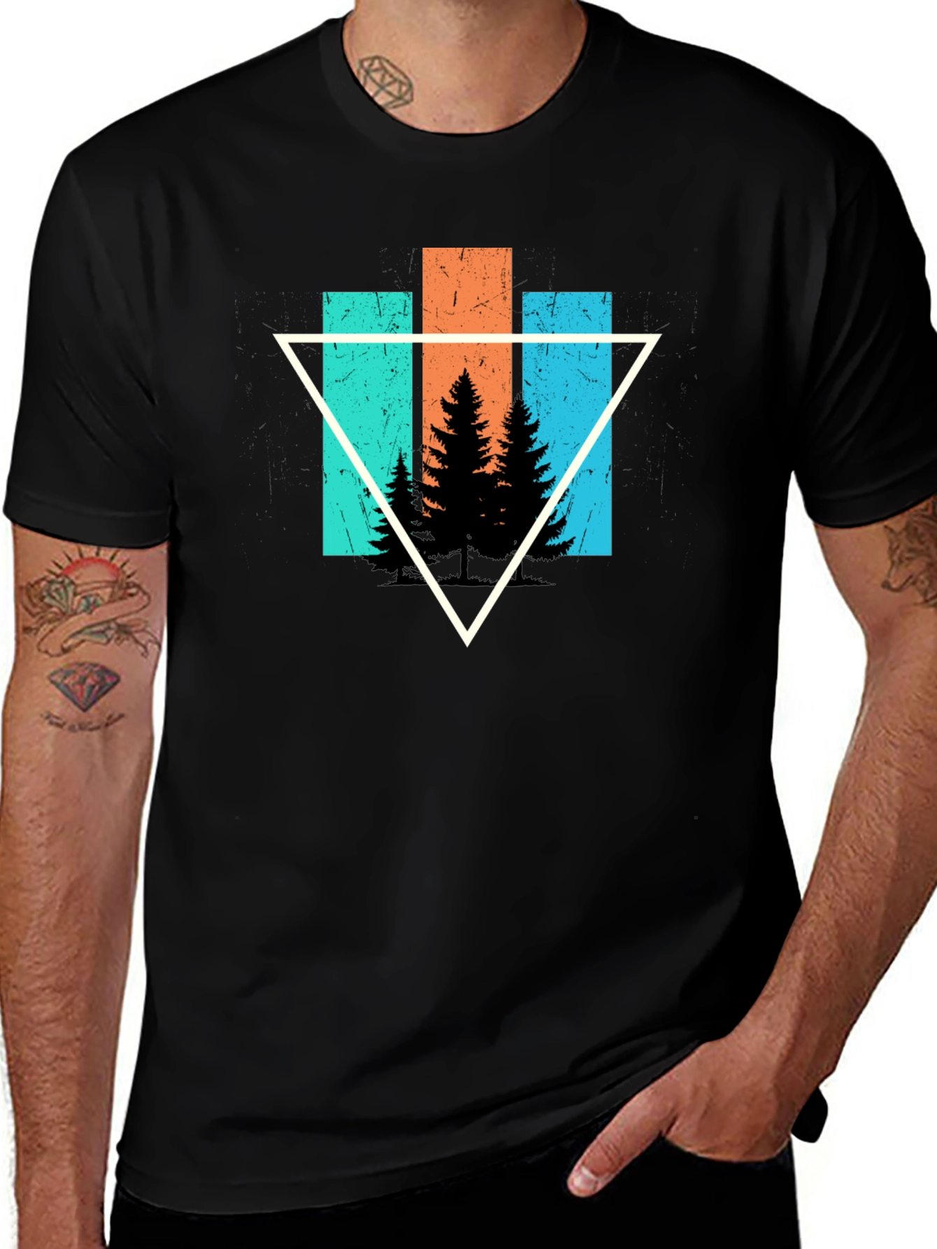Nature Triangle Graphic Tee - Black