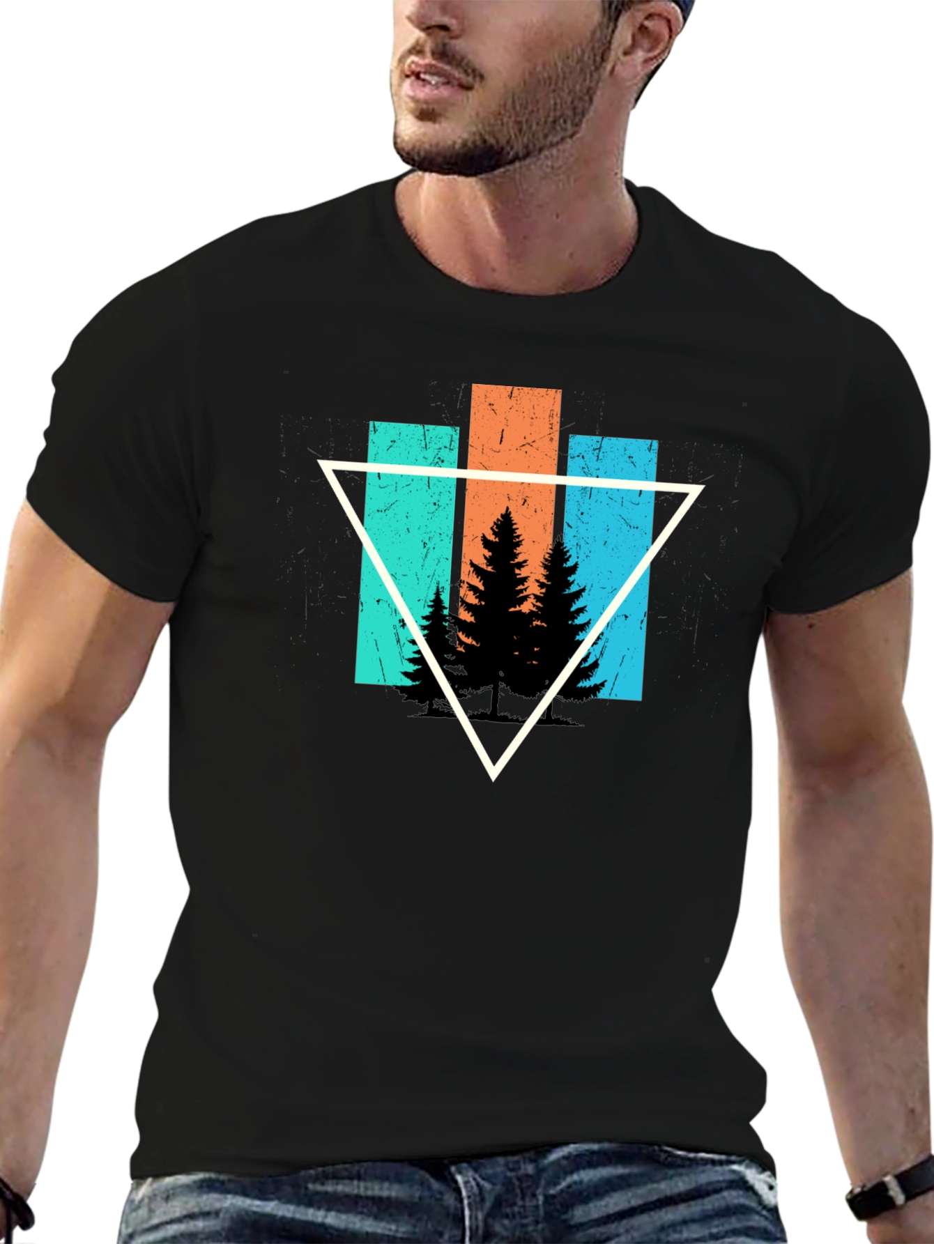 Nature Triangle Graphic Tee - Black