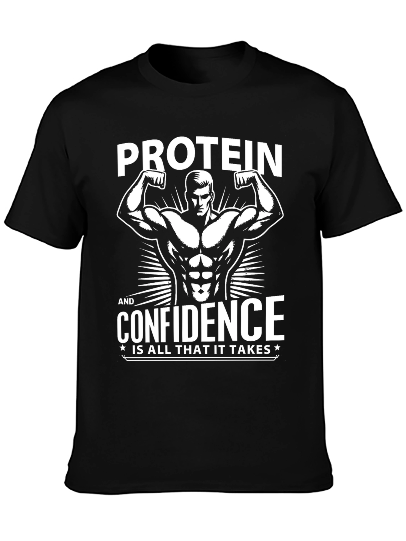 Protein & Confidence Graphic T-Shirt - Black