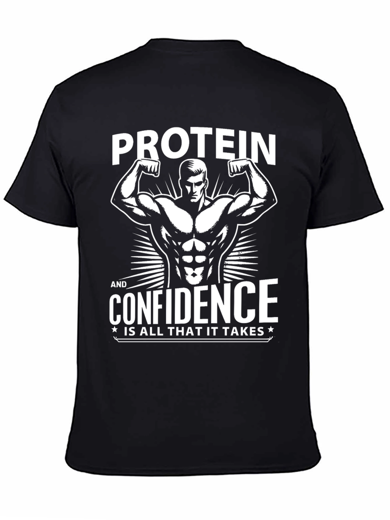 Protein & Confidence Graphic T-Shirt - Black