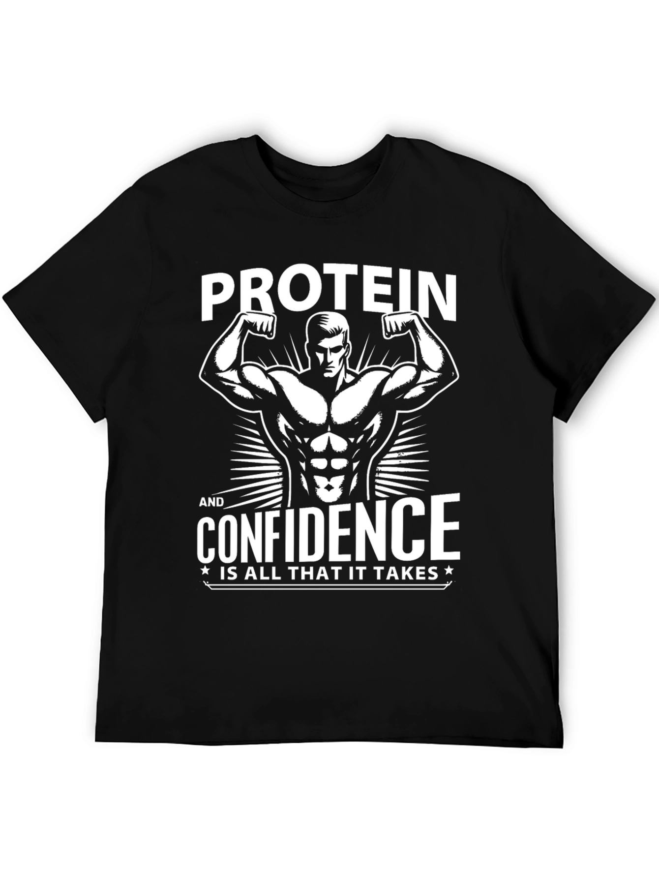 Protein & Confidence Graphic T-Shirt - Black