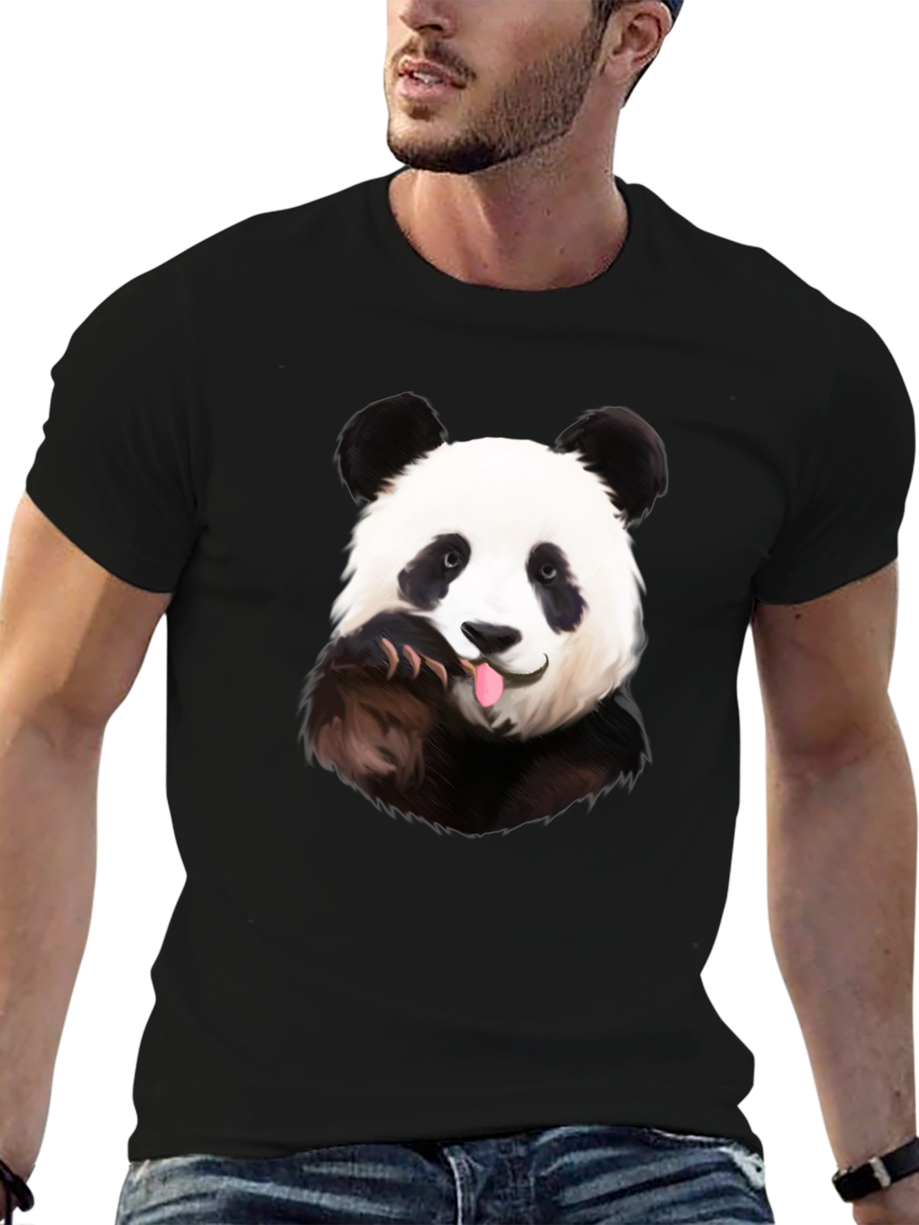 Funny Panda Black T-Shirt