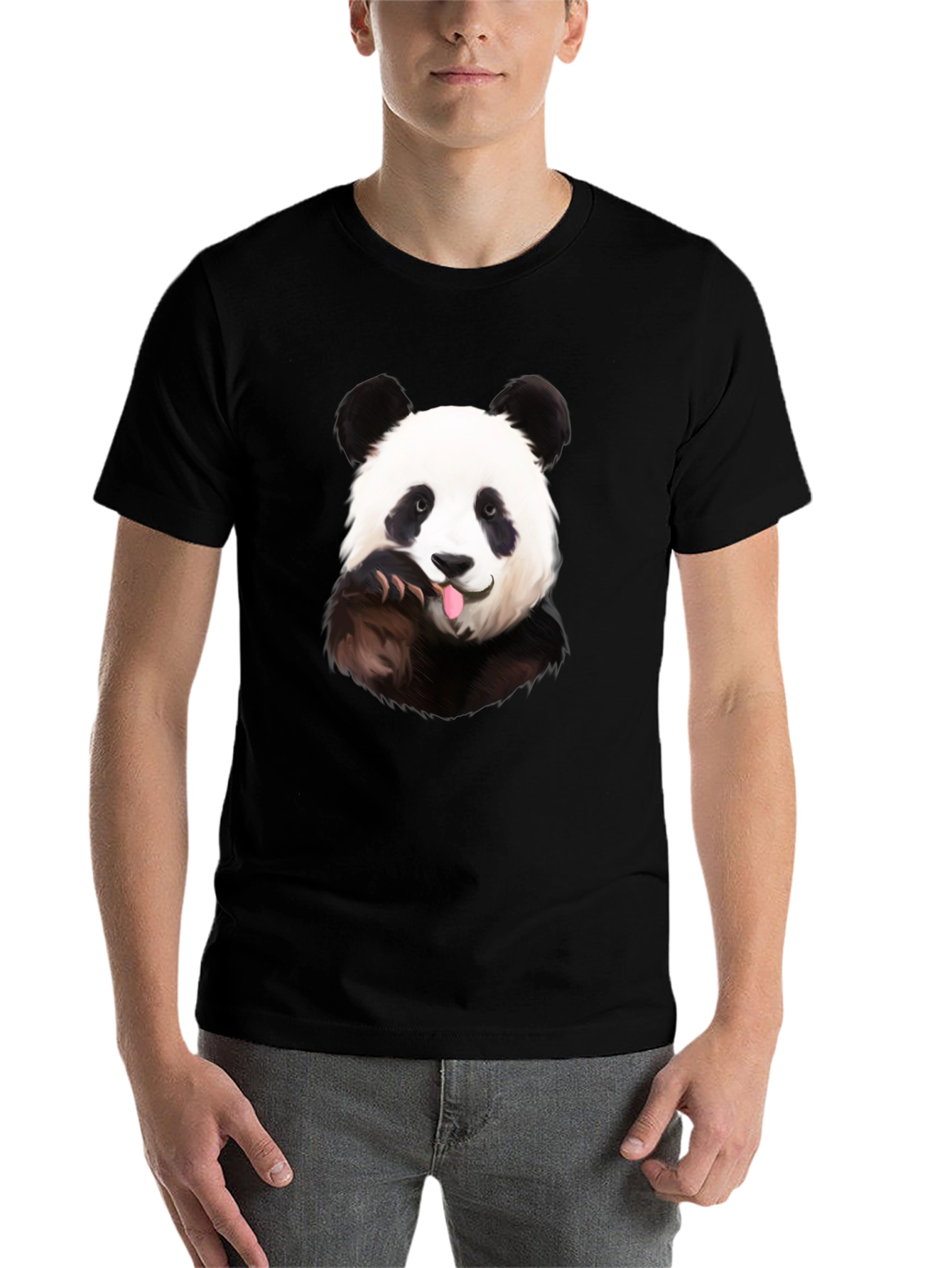 Funny Panda Black T-Shirt