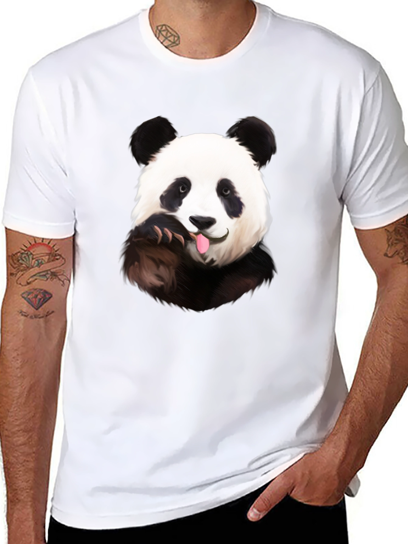 Funny Panda Black T-Shirt