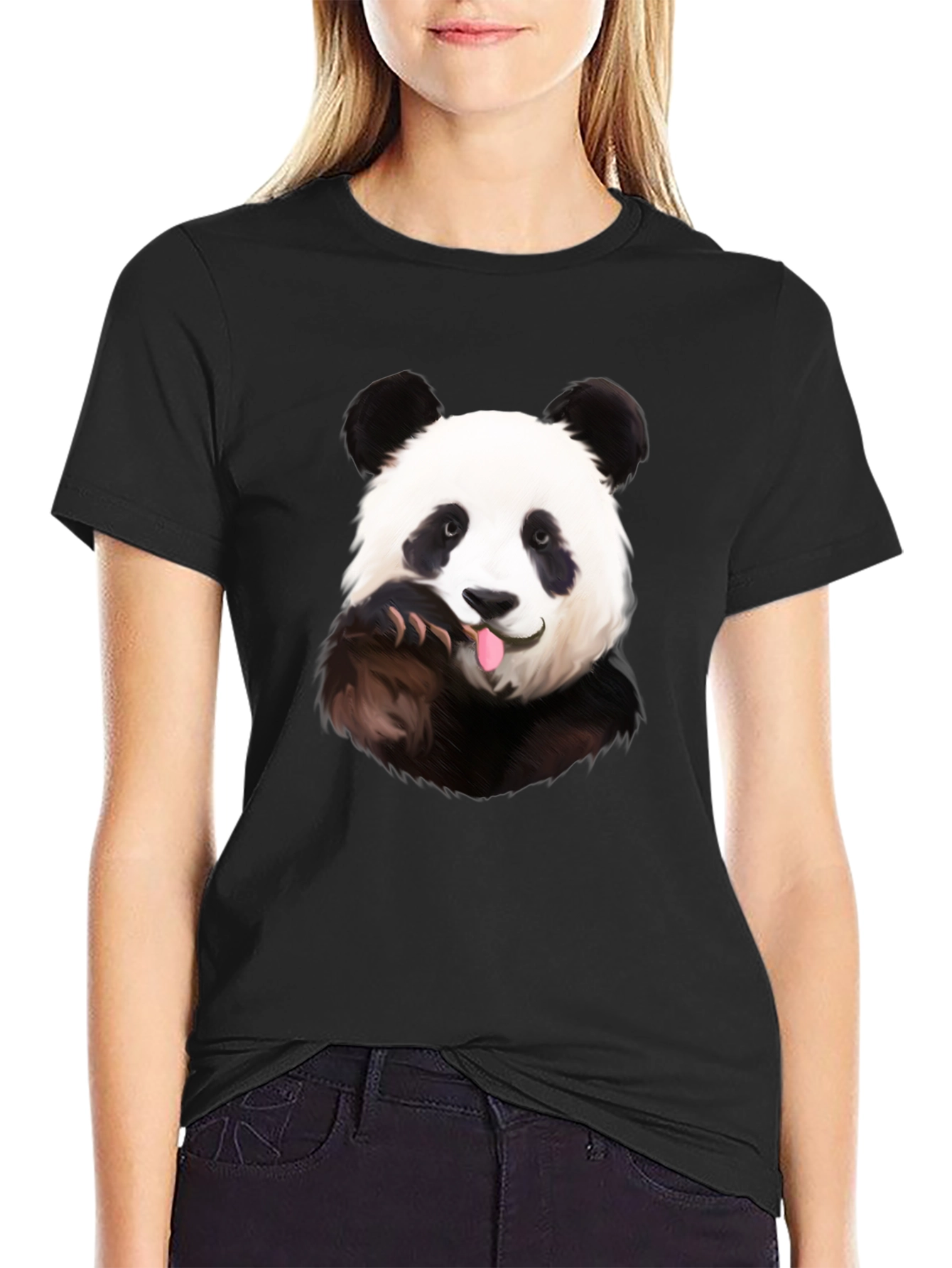 Funny Panda Black T-Shirt
