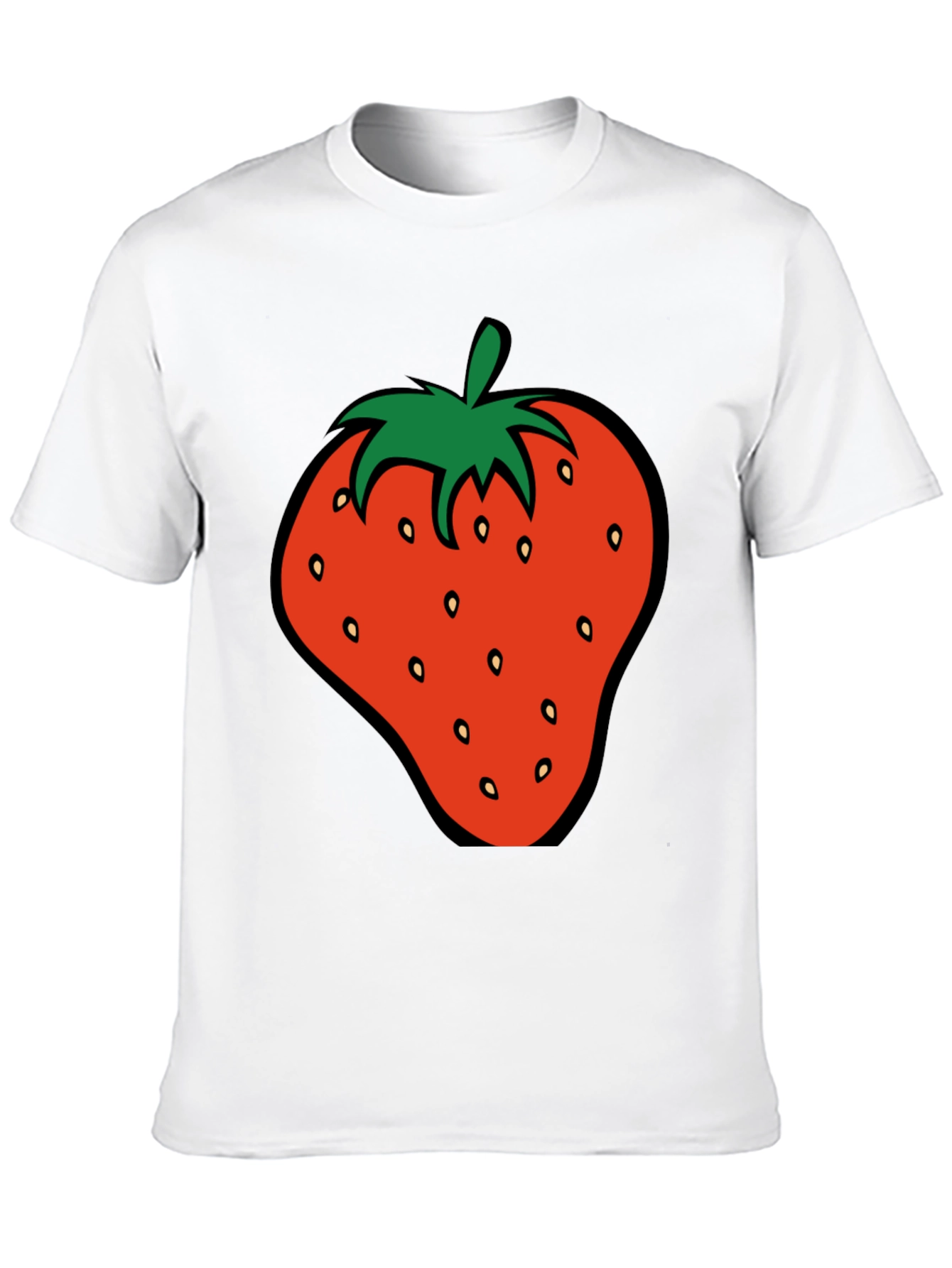 Strawberry Graphic Tee - Black Cotton T-Shirt