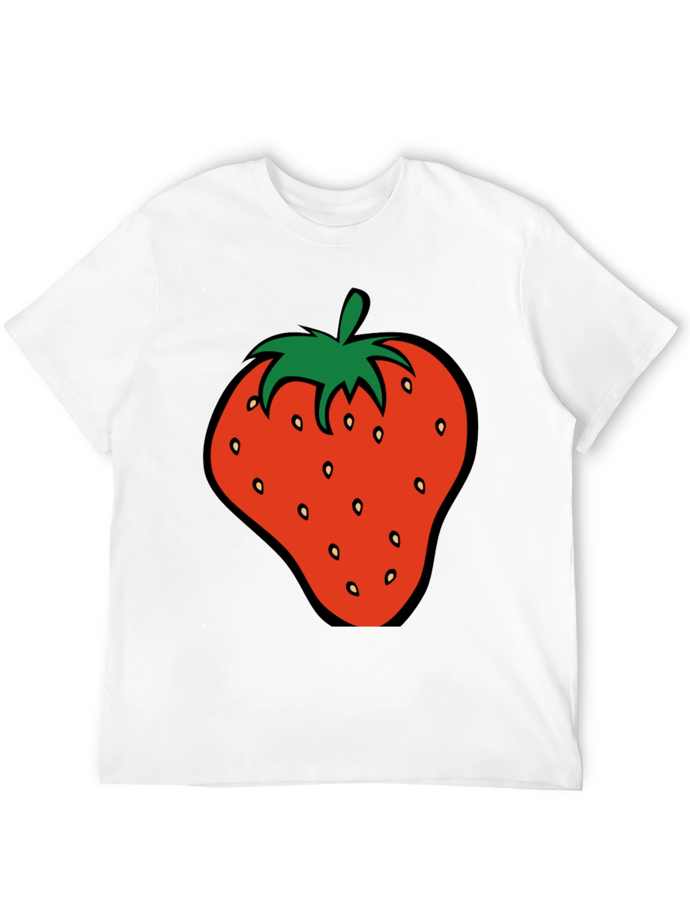 Strawberry Graphic Tee - Black Cotton T-Shirt