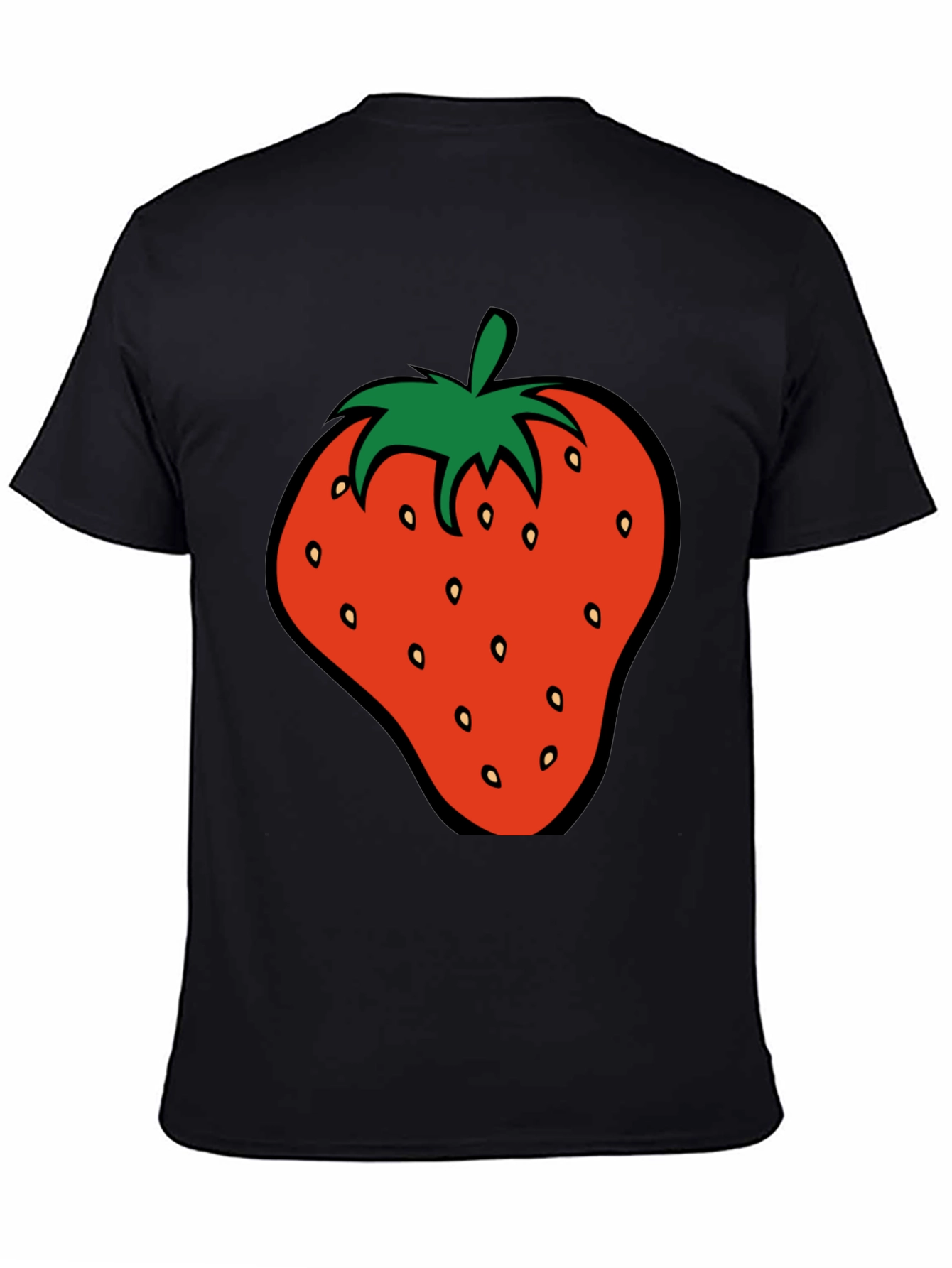 Strawberry Graphic Tee - Black Cotton T-Shirt