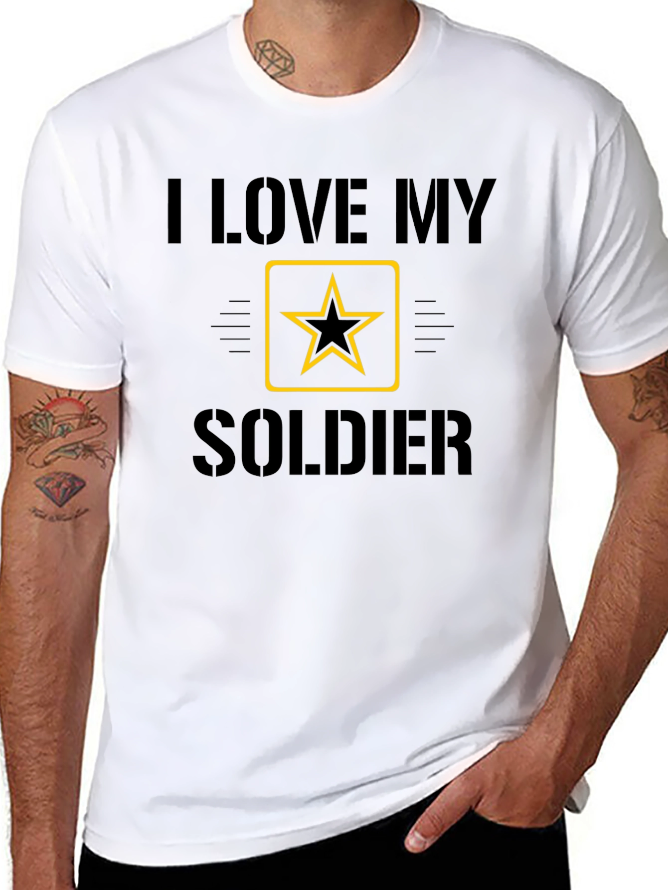 I Love My Soldier Black Graphic Tee