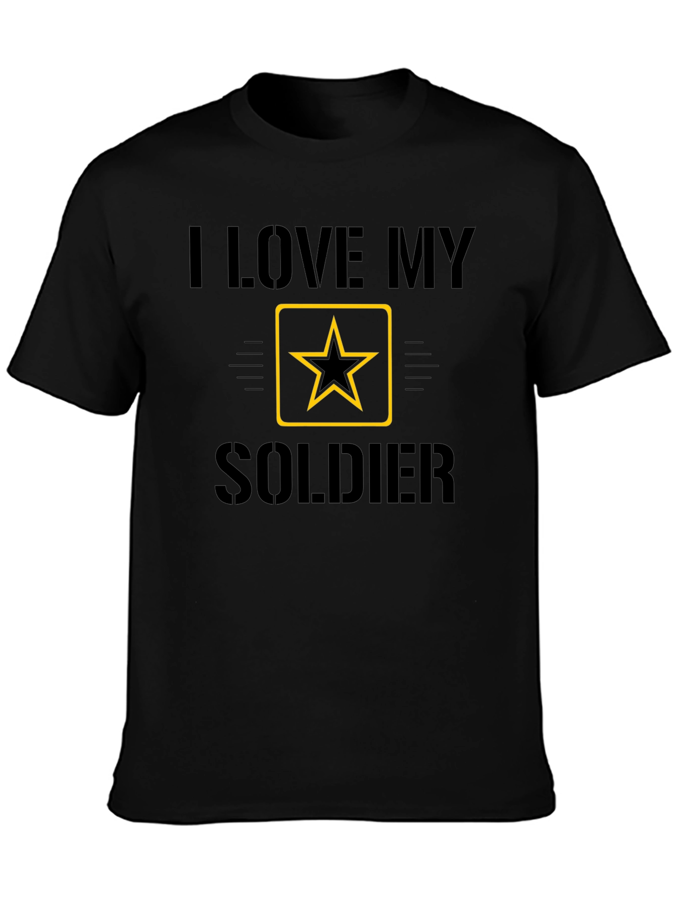 I Love My Soldier Black Graphic Tee