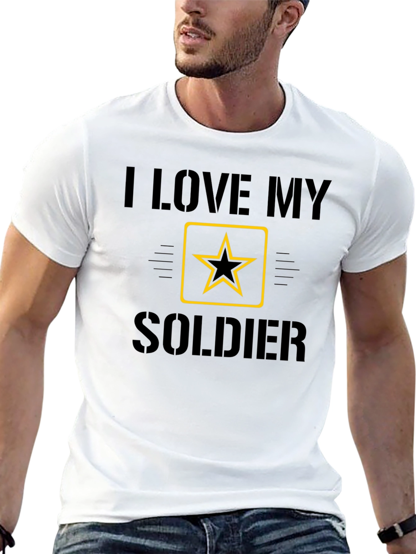 I Love My Soldier Black Graphic Tee