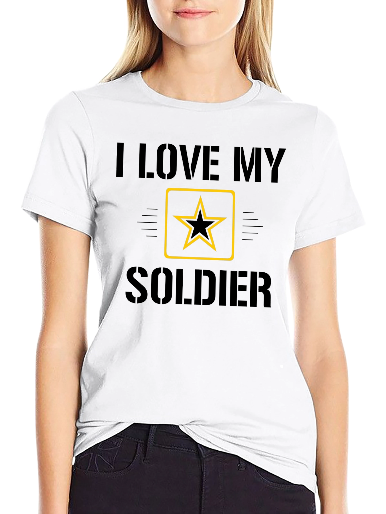 I Love My Soldier Black Graphic Tee