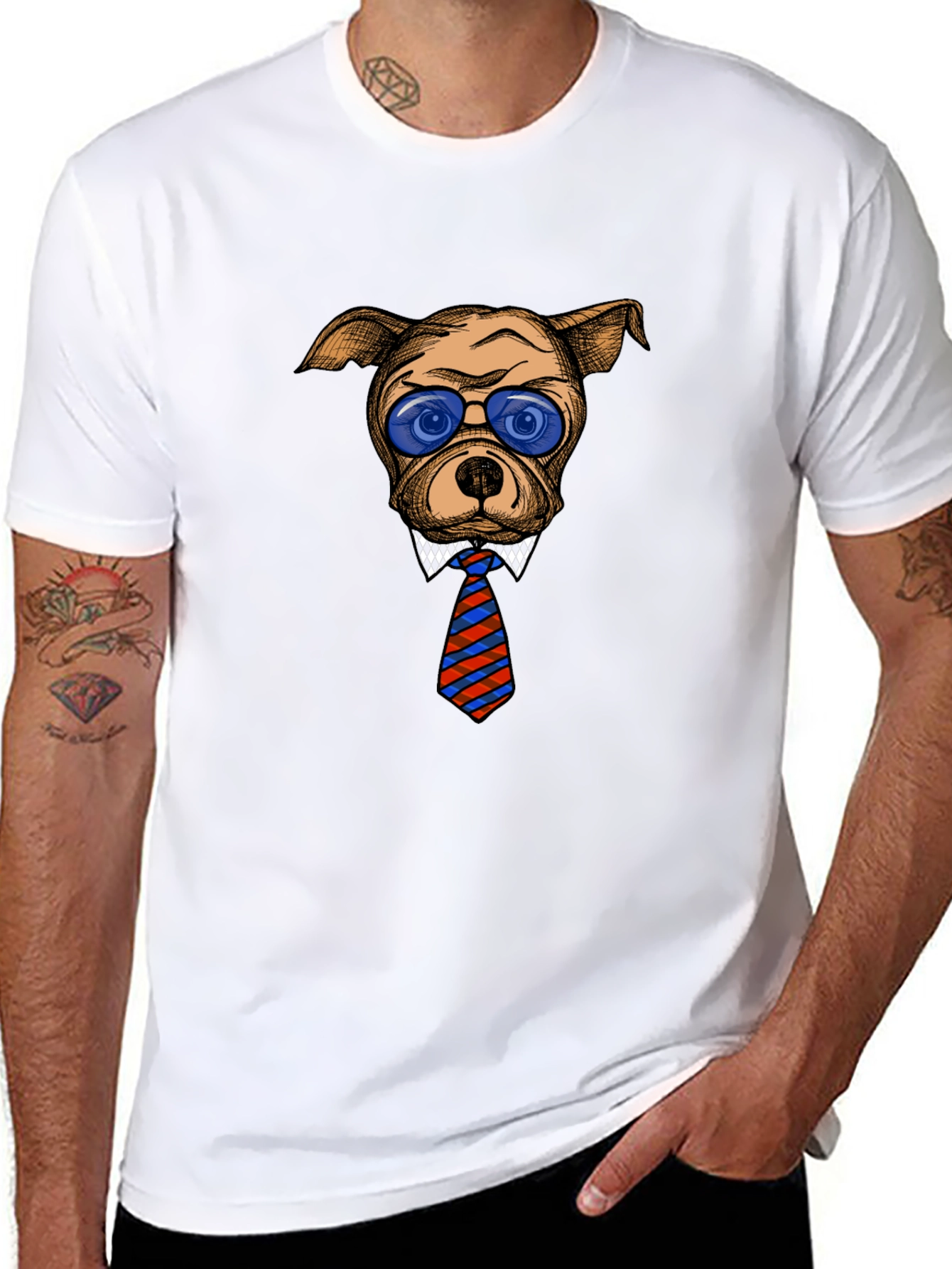 Cool Dog with Tie Graphic T-Shirt