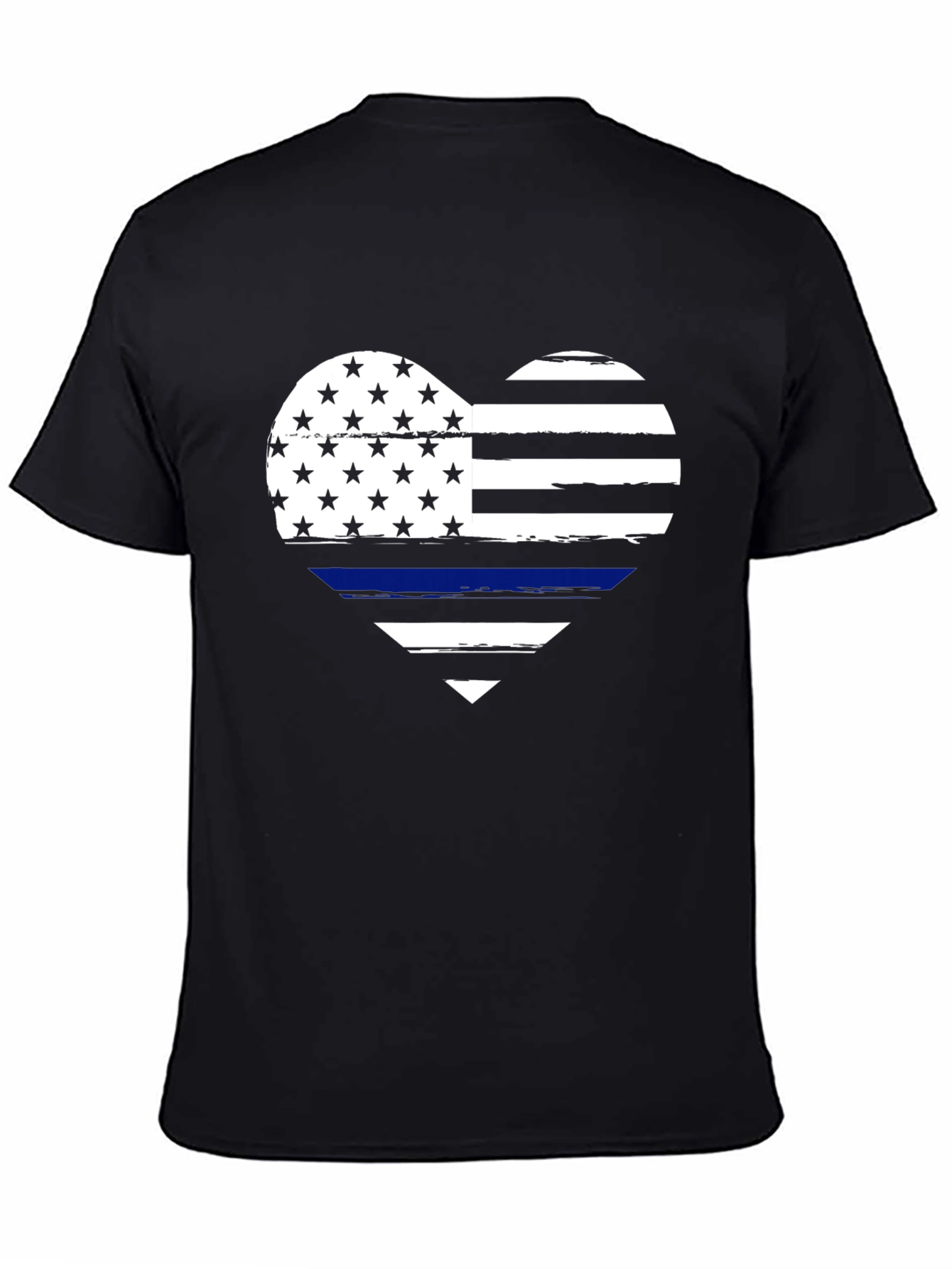 Thin Blue Line Heart Flag Graphic T-Shirt