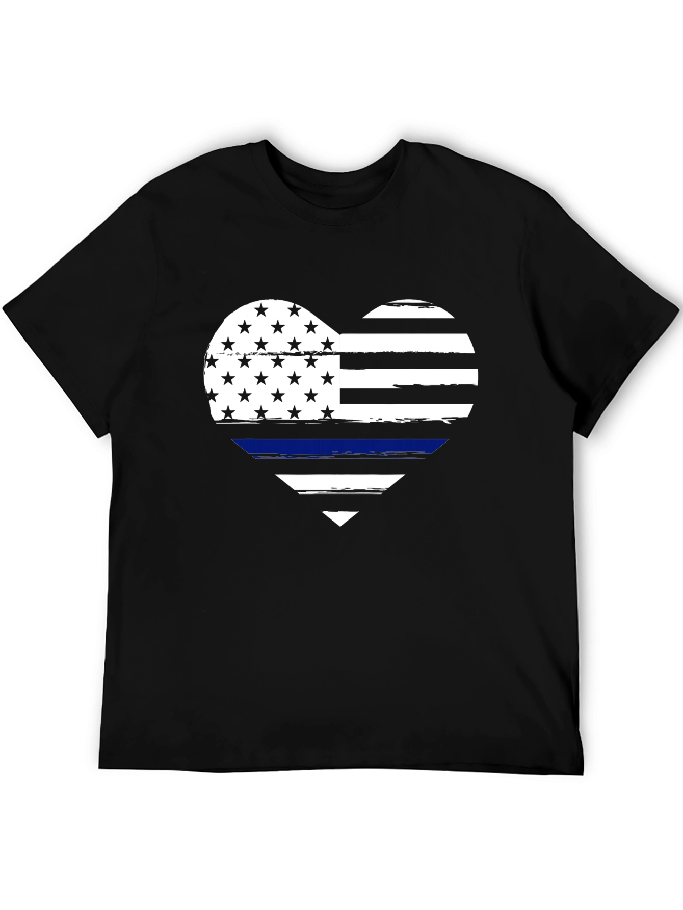 Thin Blue Line Heart Flag Graphic T-Shirt