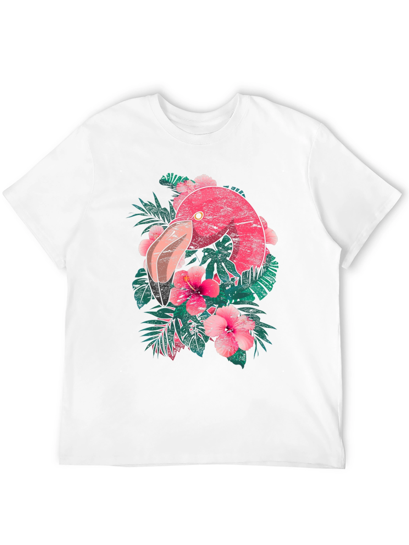Tropical Flamingo Graphic Tee - Black