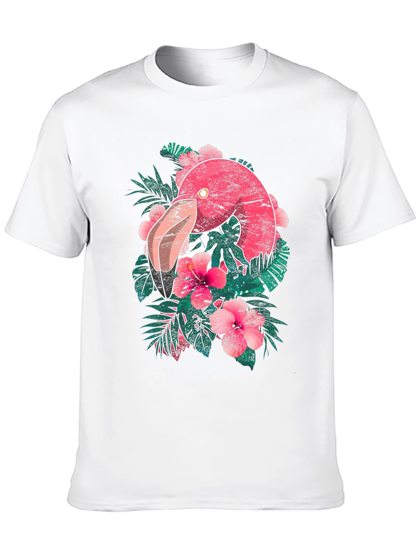 Tropical Flamingo Graphic Tee - Black