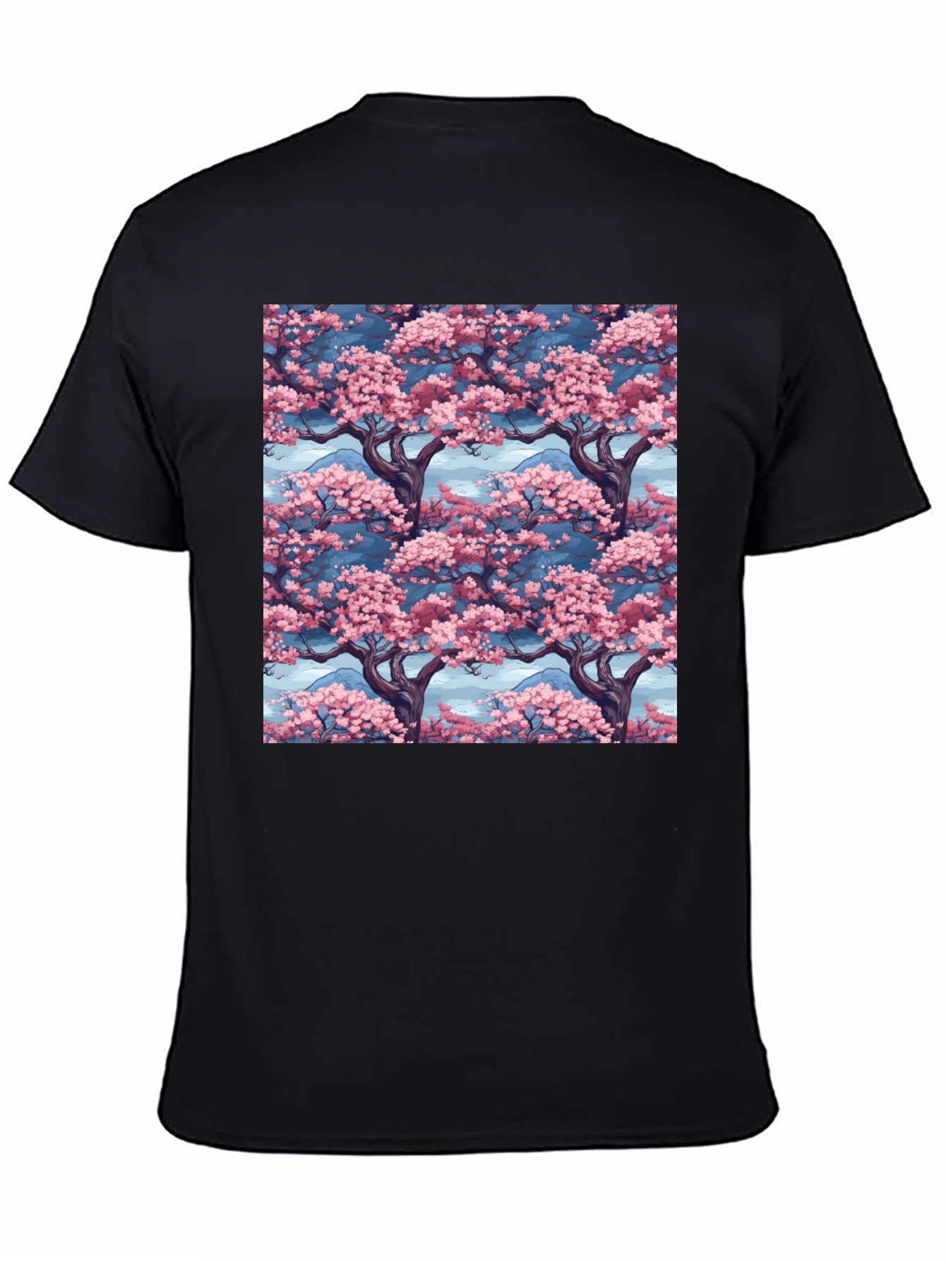 Sakura Tree Print Black T-Shirt