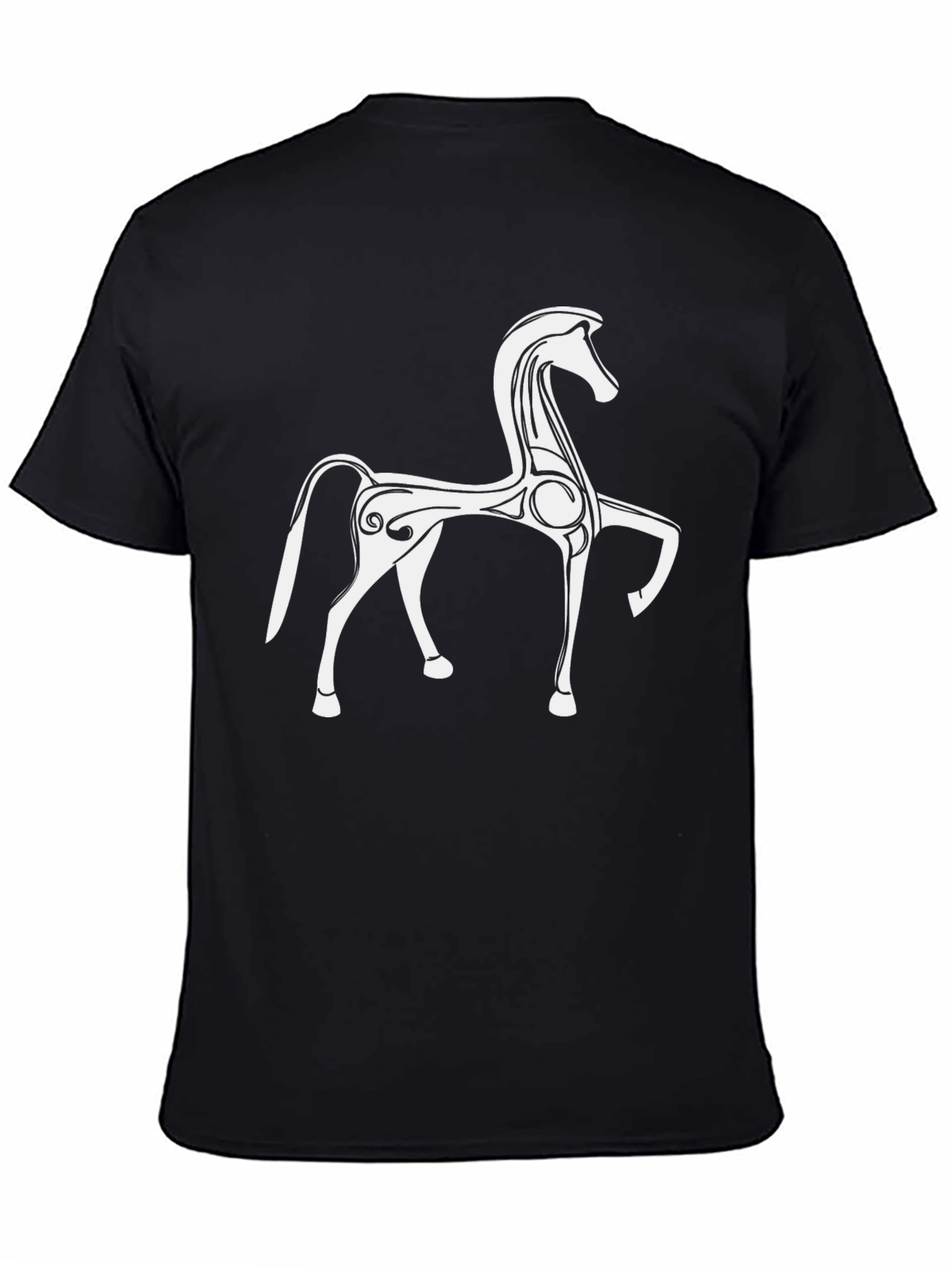 Stylish Black T-Shirt with White Horse Graphic