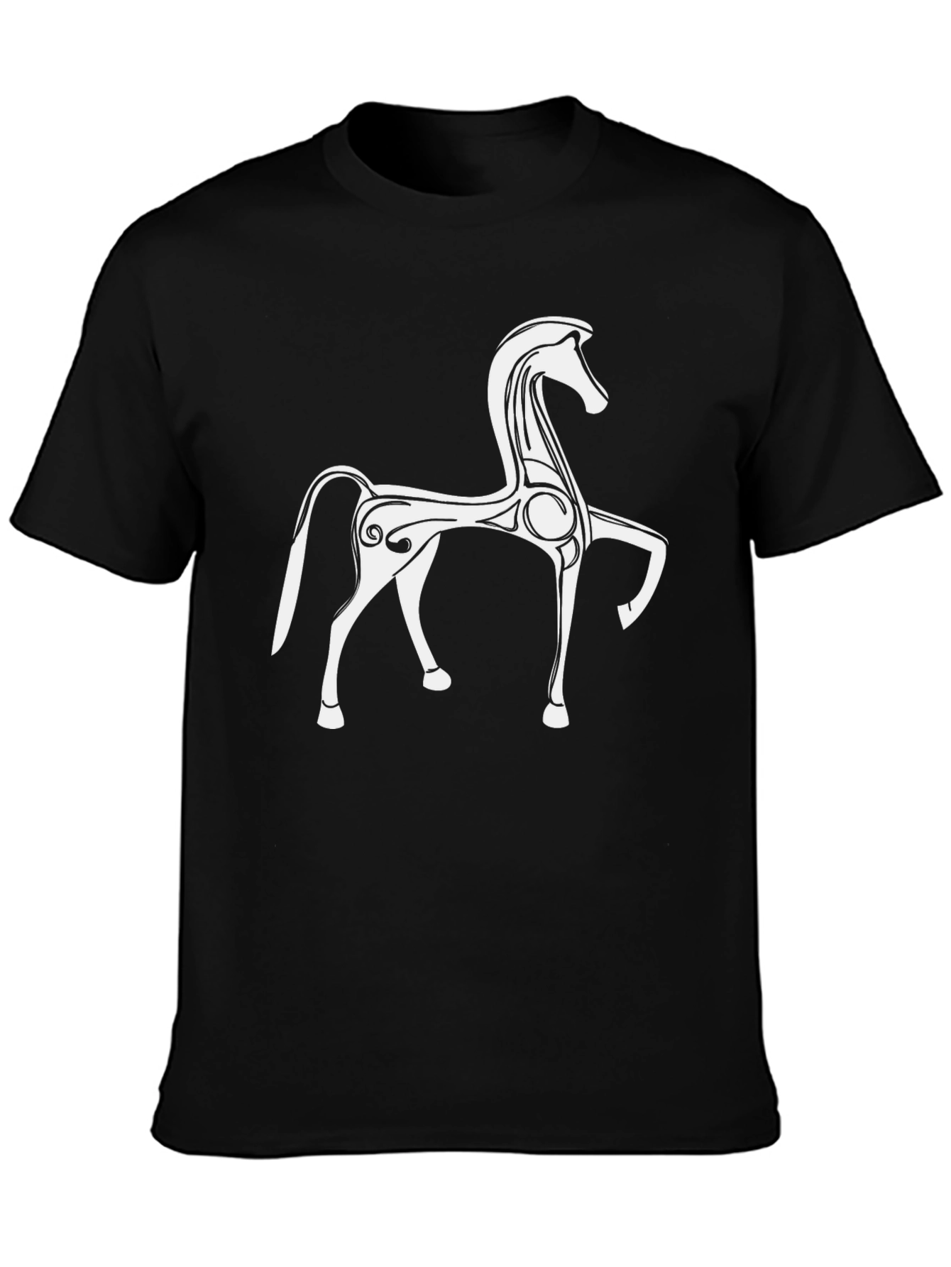 Stylish Black T-Shirt with White Horse Graphic