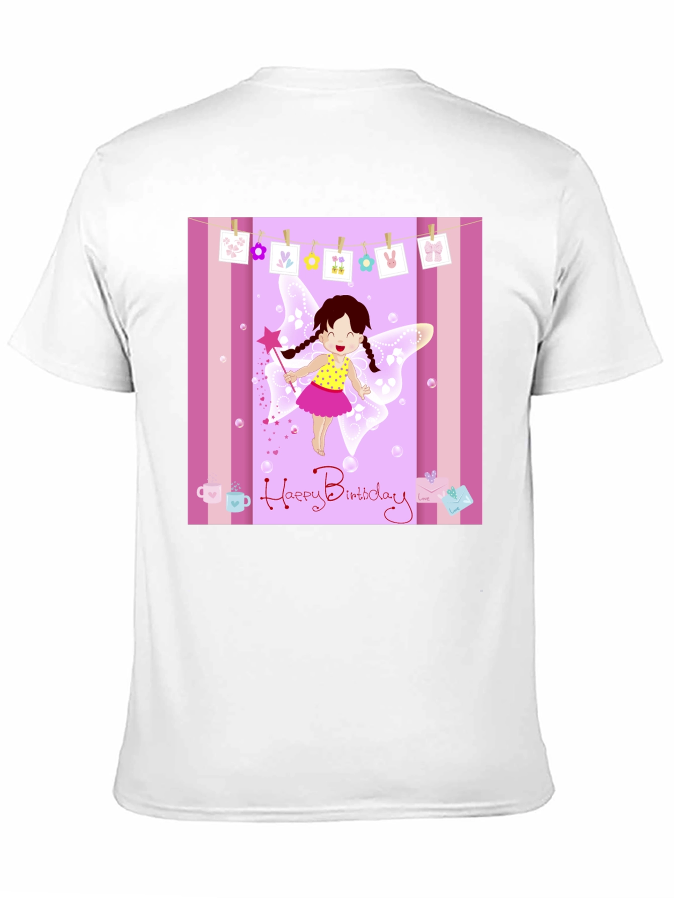 Birthday Fairy Graphic Tee - Black Cotton Blend T-Shirt