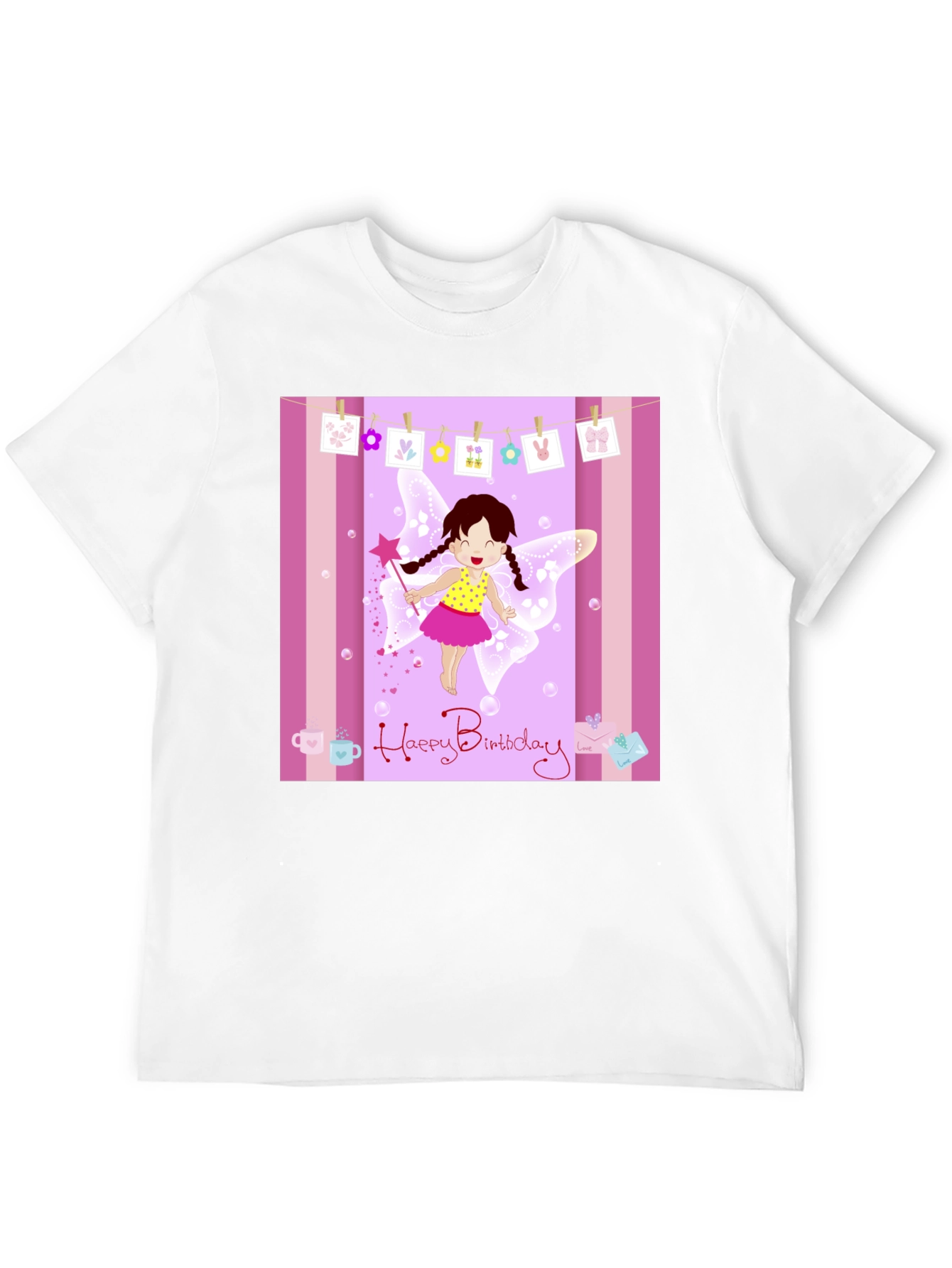 Birthday Fairy Graphic Tee - Black Cotton Blend T-Shirt