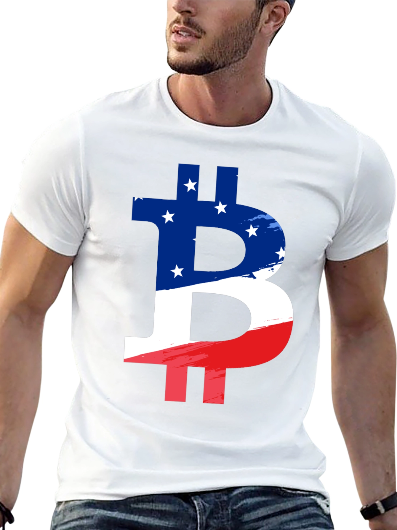 American Flag Bitcoin Graphic T-Shirt