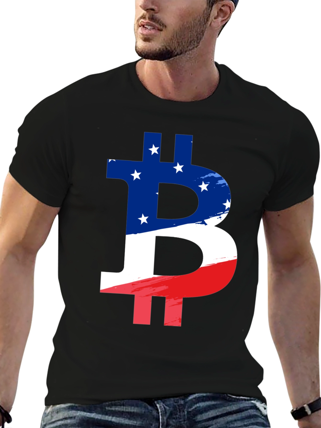 American Flag Bitcoin Graphic T-Shirt