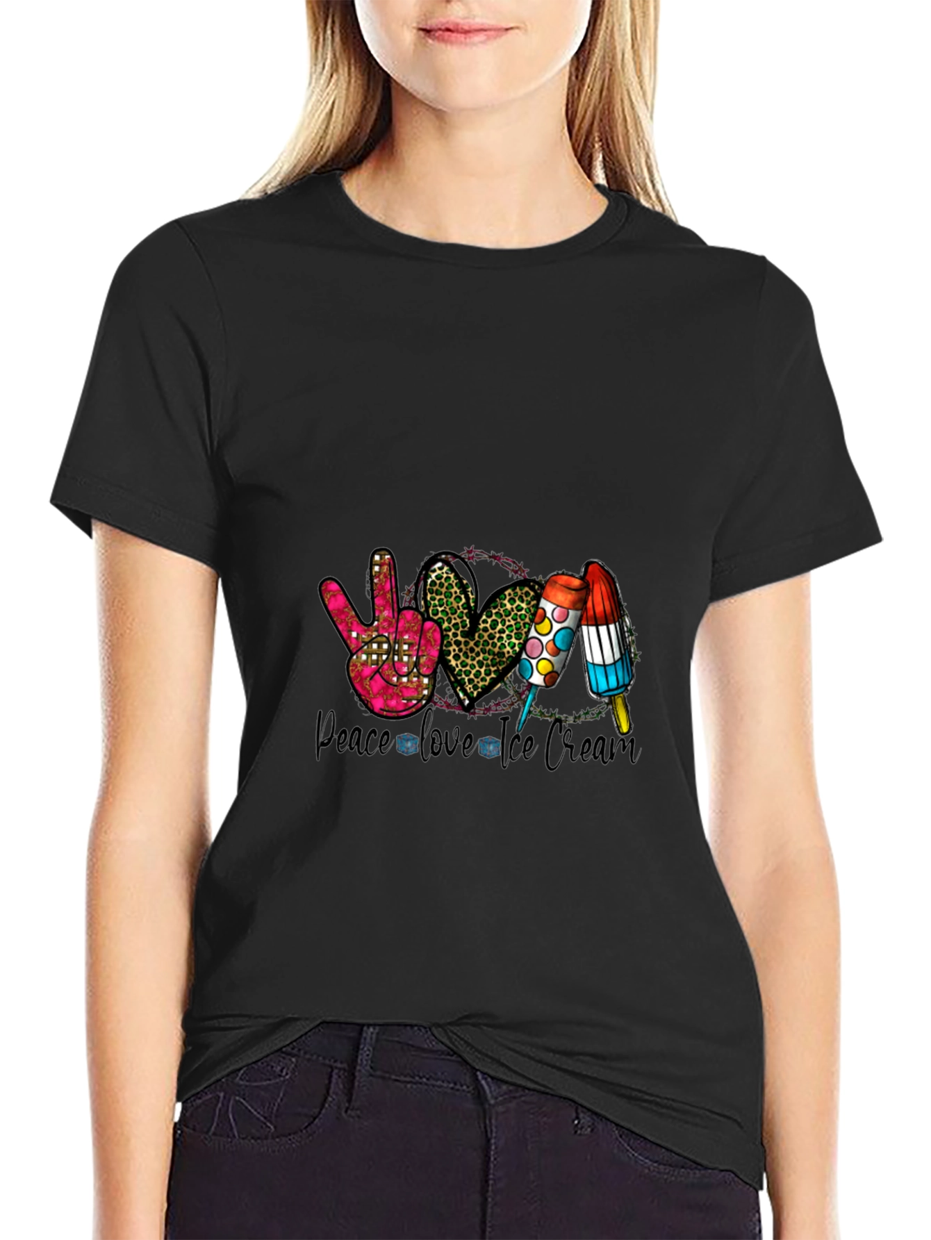 Peace Love Ice Cream Graphic T-Shirt