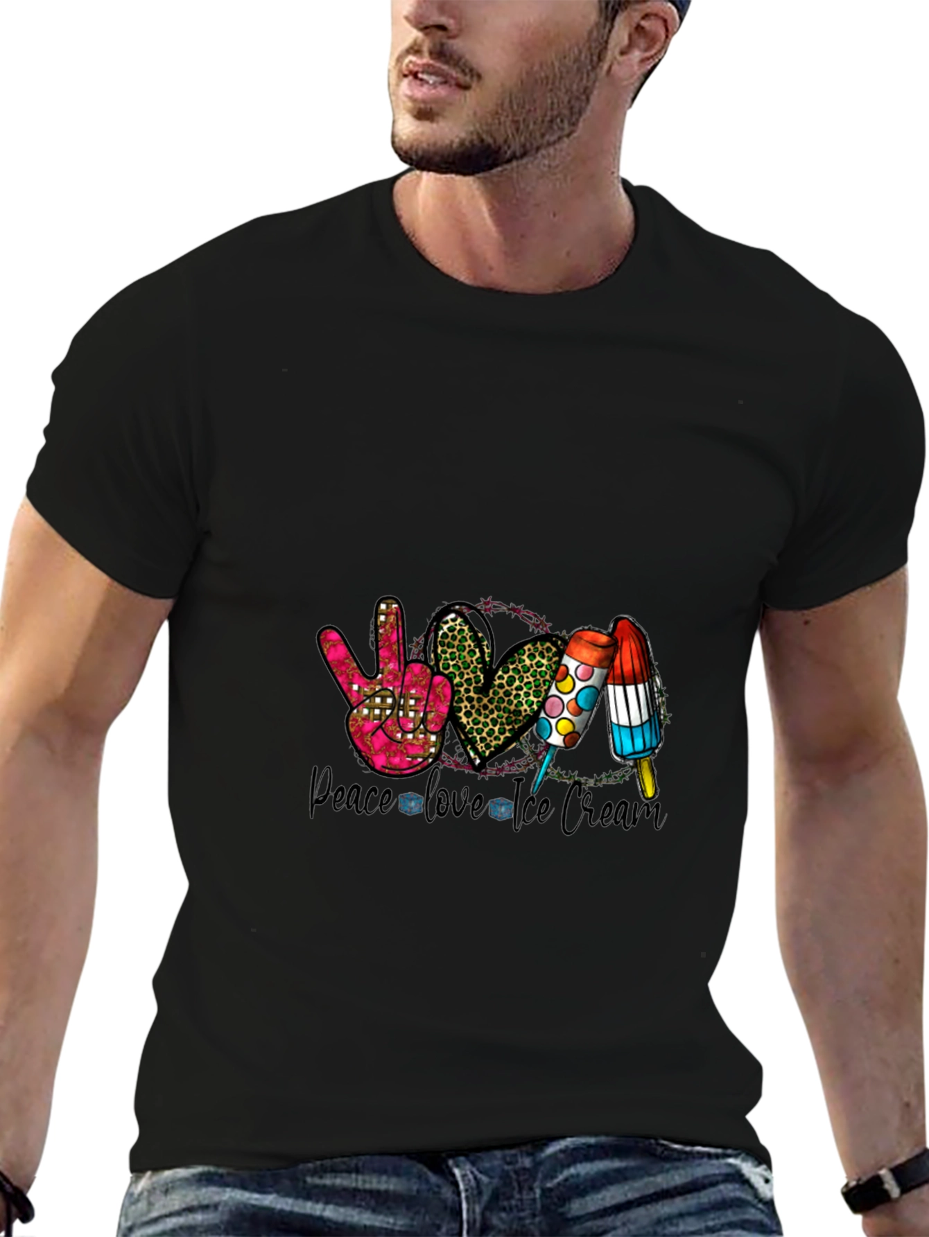 Peace Love Ice Cream Graphic T-Shirt