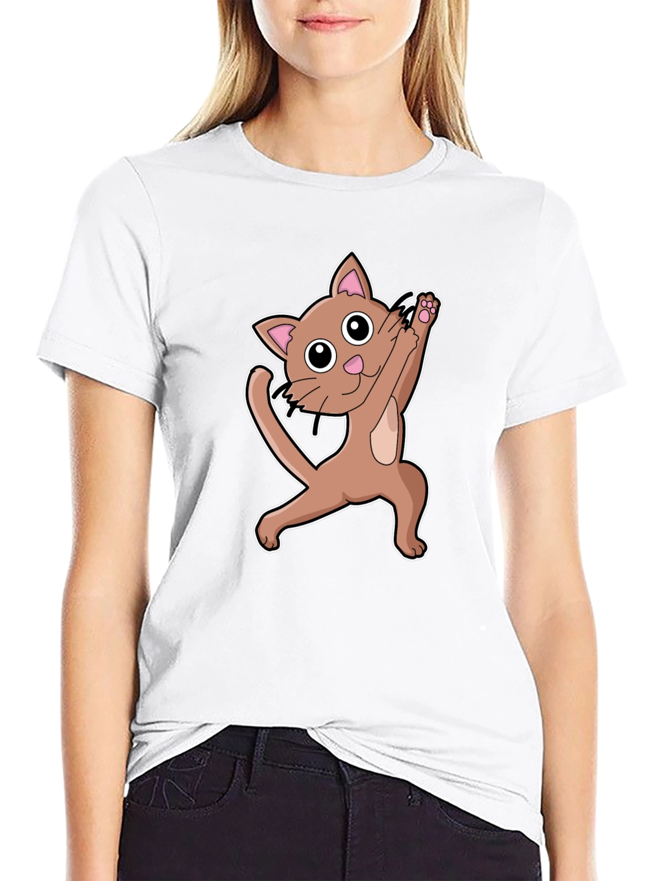 Dabbing Cat Graphic T-Shirt - Trendy Animal Tee