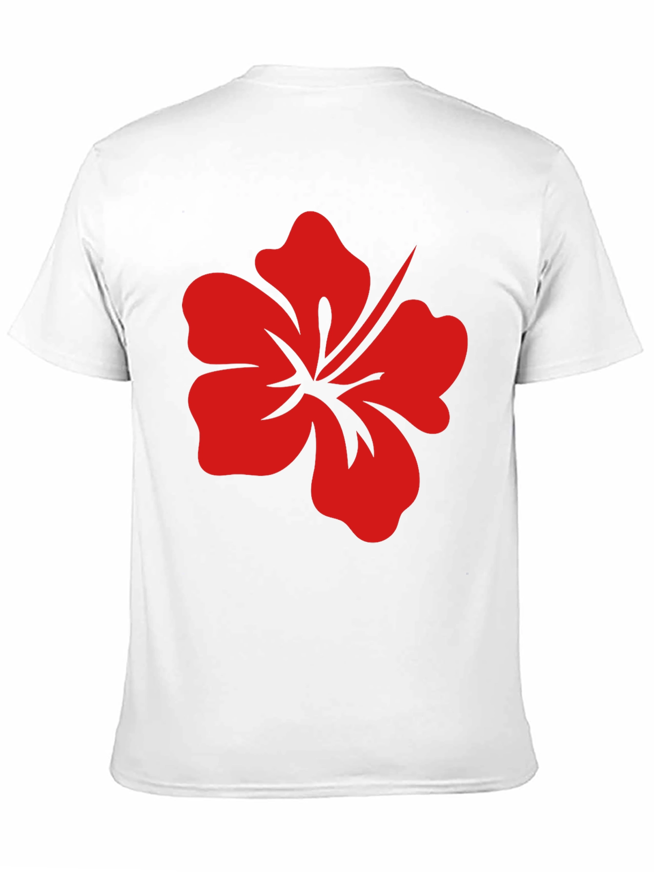 Black T-Shirt with Red Hibiscus Flower