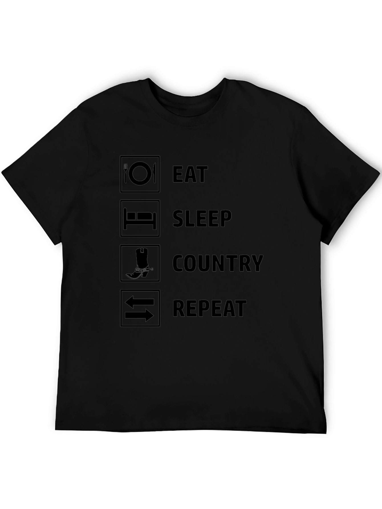 Eat Sleep Country Repeat Black T-Shirt