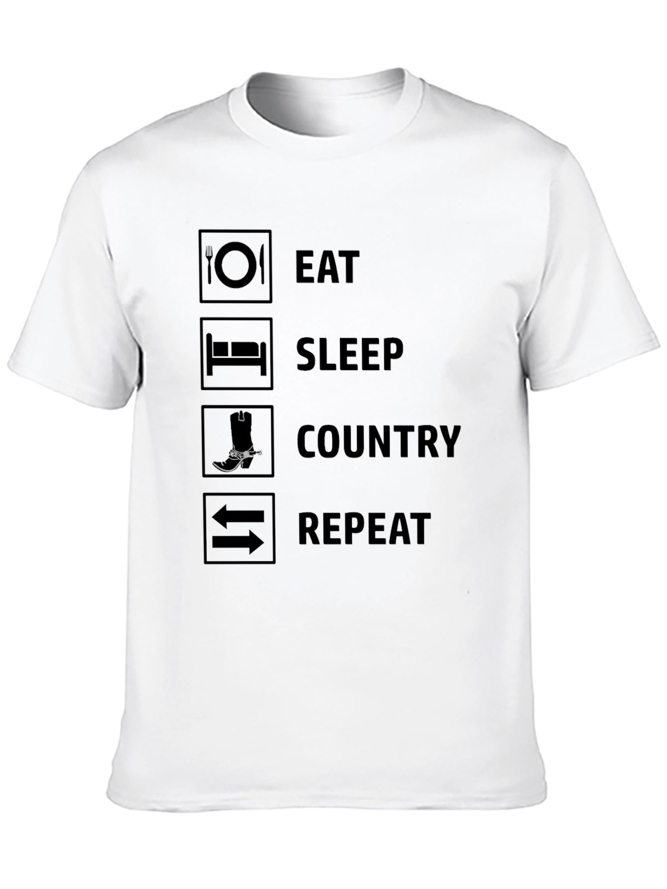 Eat Sleep Country Repeat Black T-Shirt