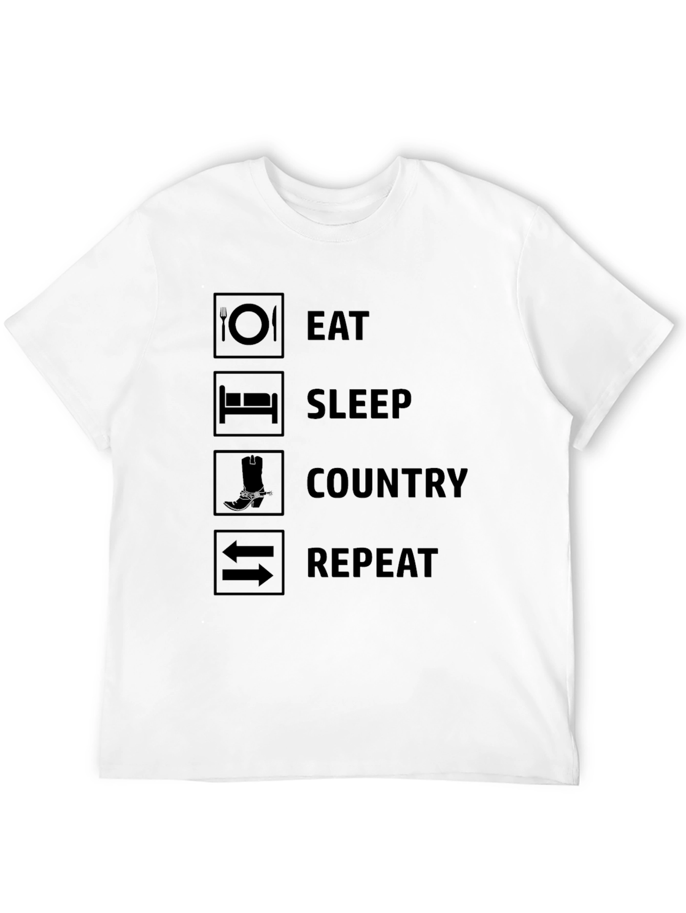 Eat Sleep Country Repeat Black T-Shirt
