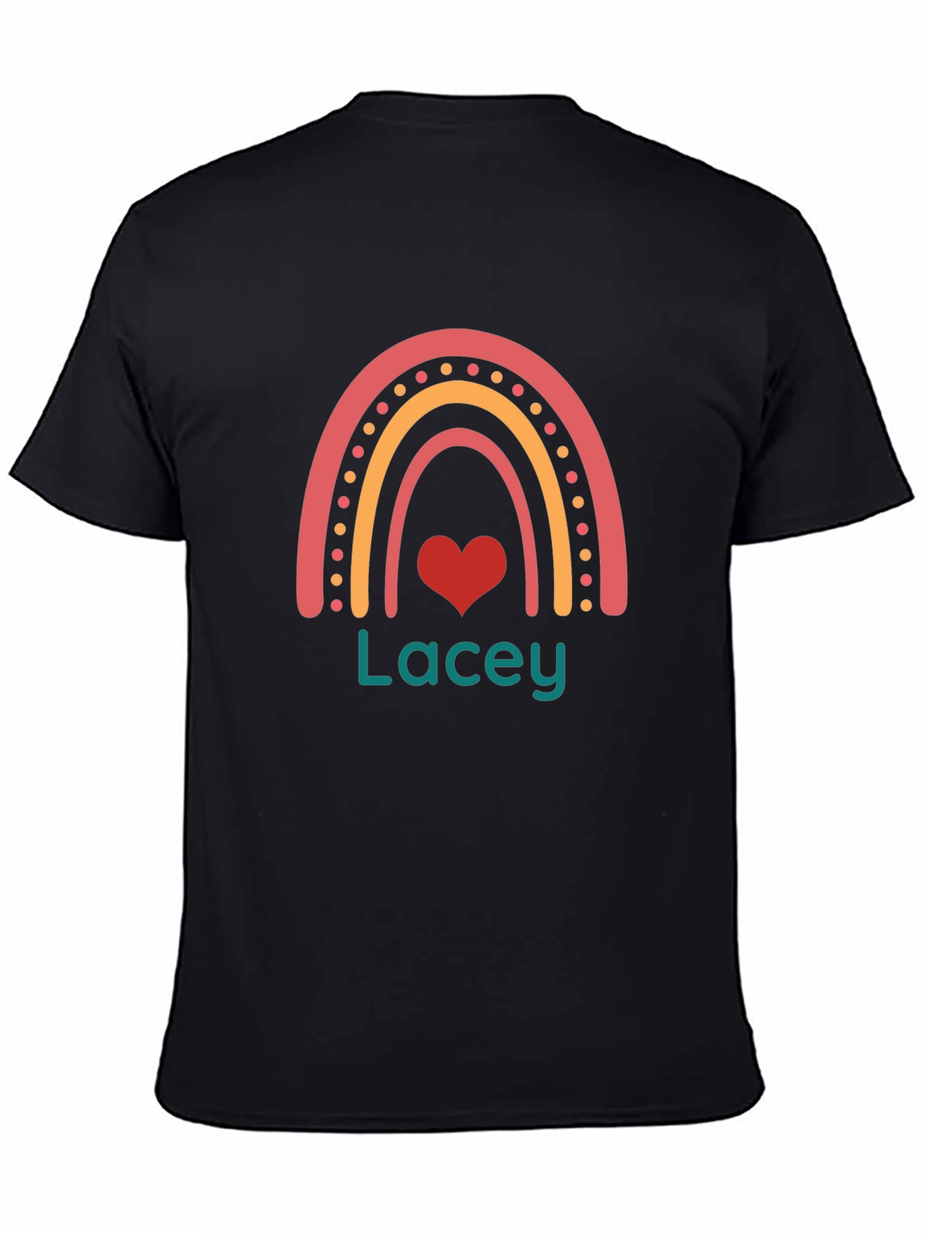 Personalized Lacey Rainbow Heart T-Shirt