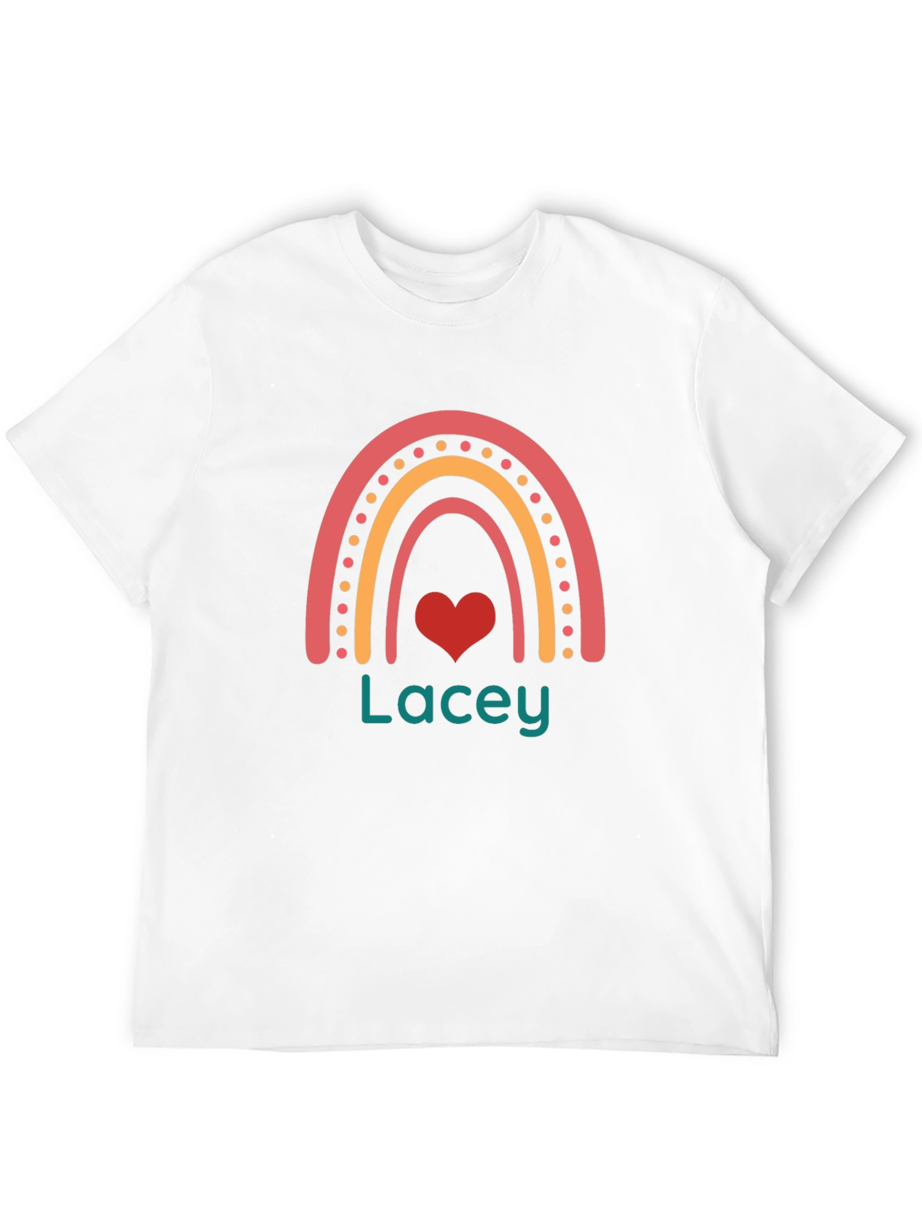 Personalized Lacey Rainbow Heart T-Shirt