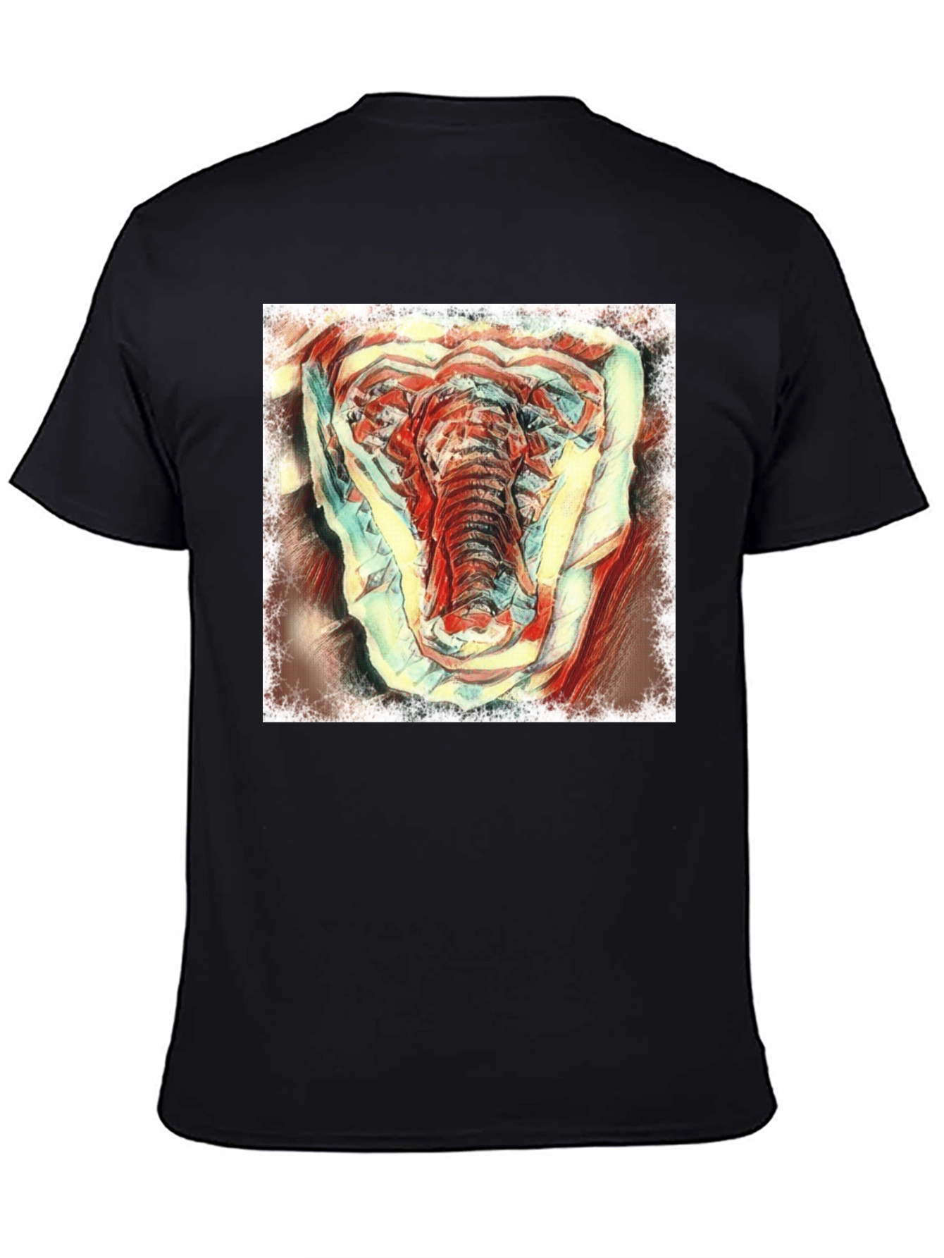 Elephant Art Graphic Tee - Mens Black T-Shirt