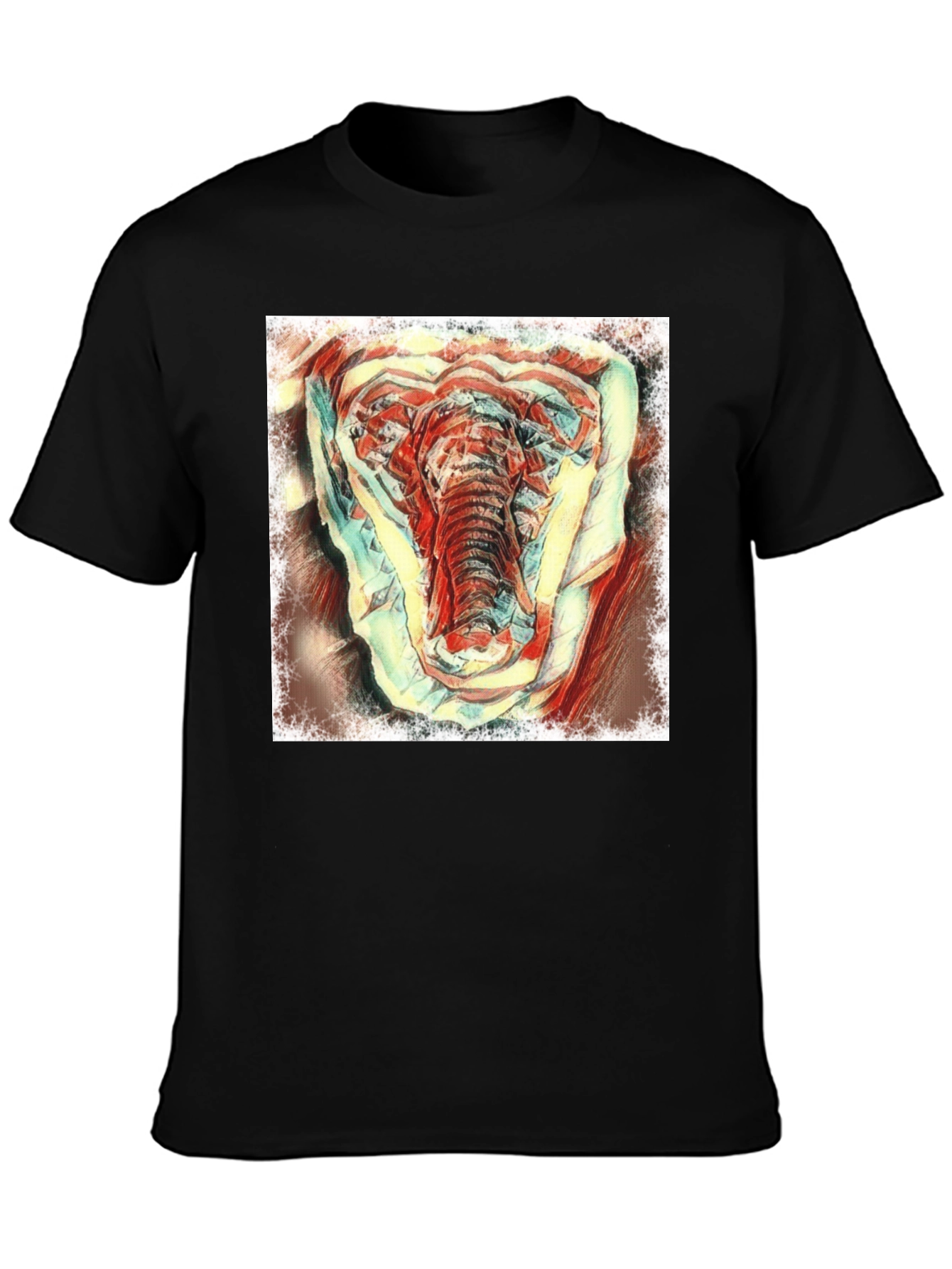 Elephant Art Graphic Tee - Mens Black T-Shirt