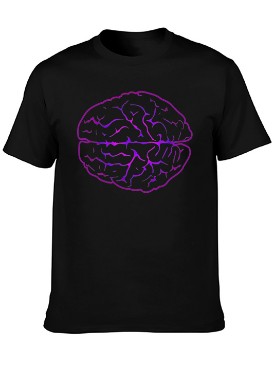 Brain Graphic Tee - Black Crew Neck Short Sleeve