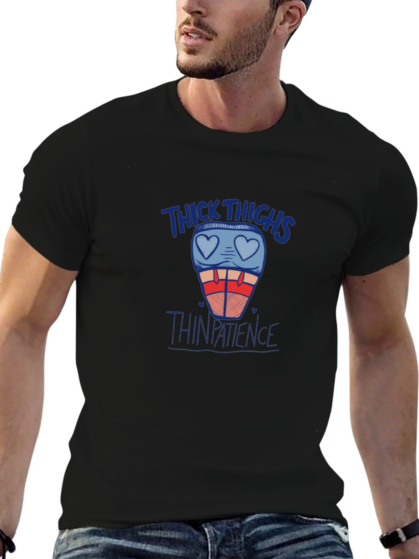Thick Thighs Thin Patience Graphic Tee - Black T-Shirt