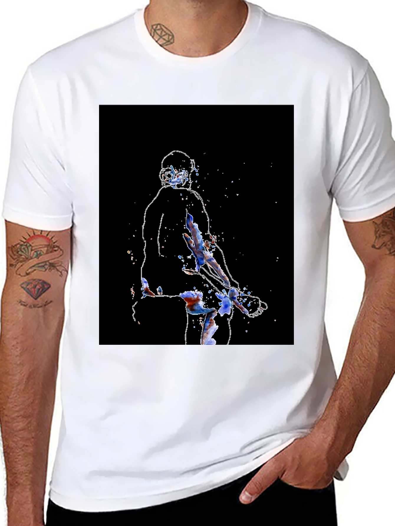 Abstract Athlete Graphic Tee - Black