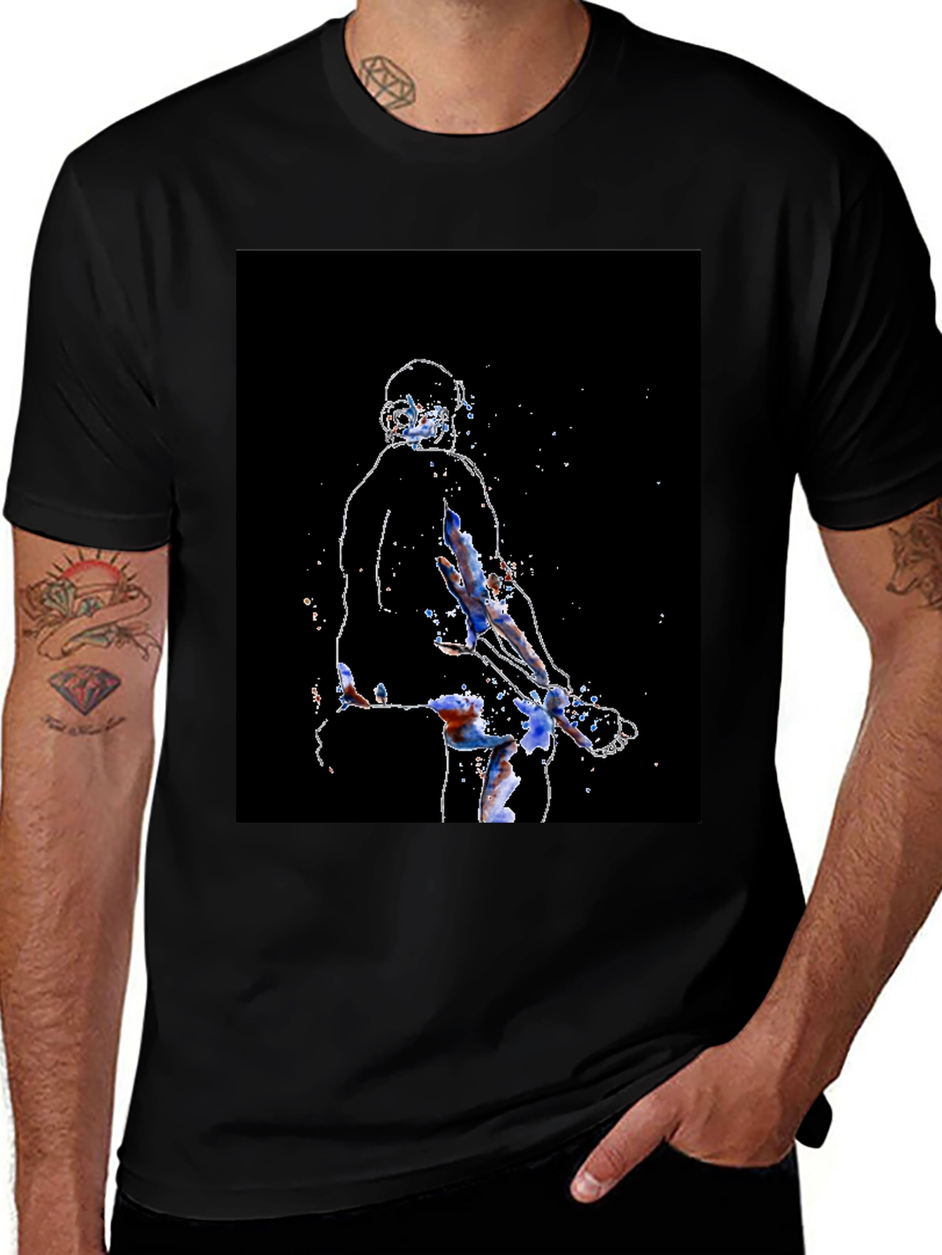 Abstract Athlete Graphic Tee - Black