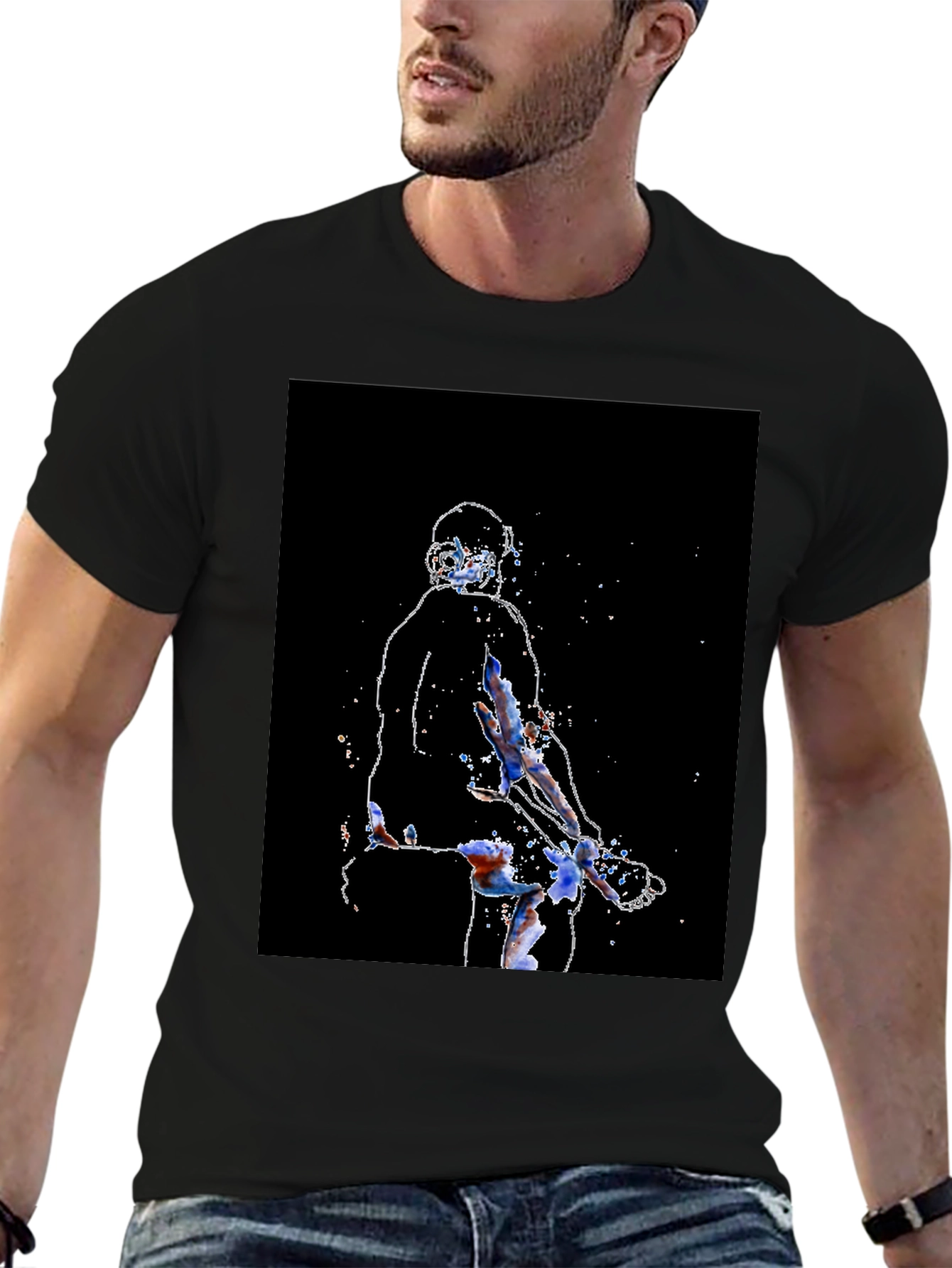 Abstract Athlete Graphic Tee - Black