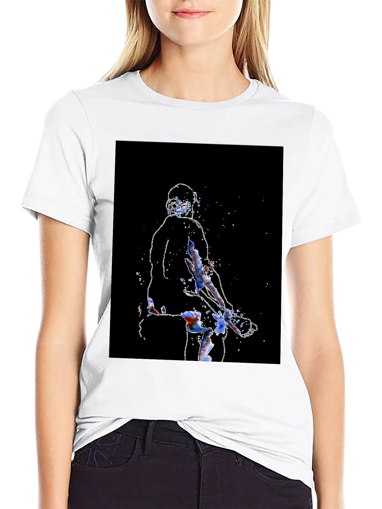 Abstract Athlete Graphic Tee - Black