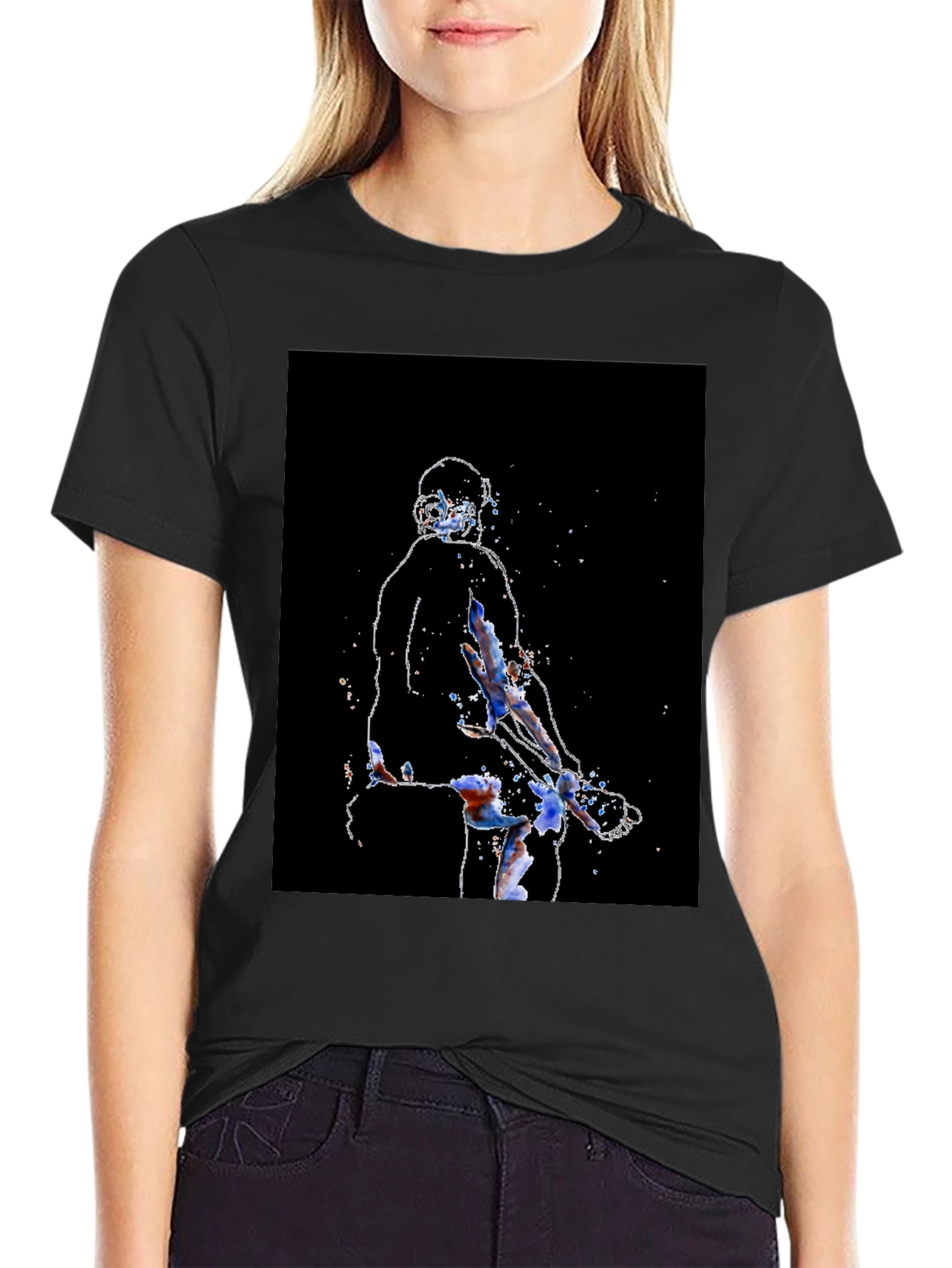 Abstract Athlete Graphic Tee - Black