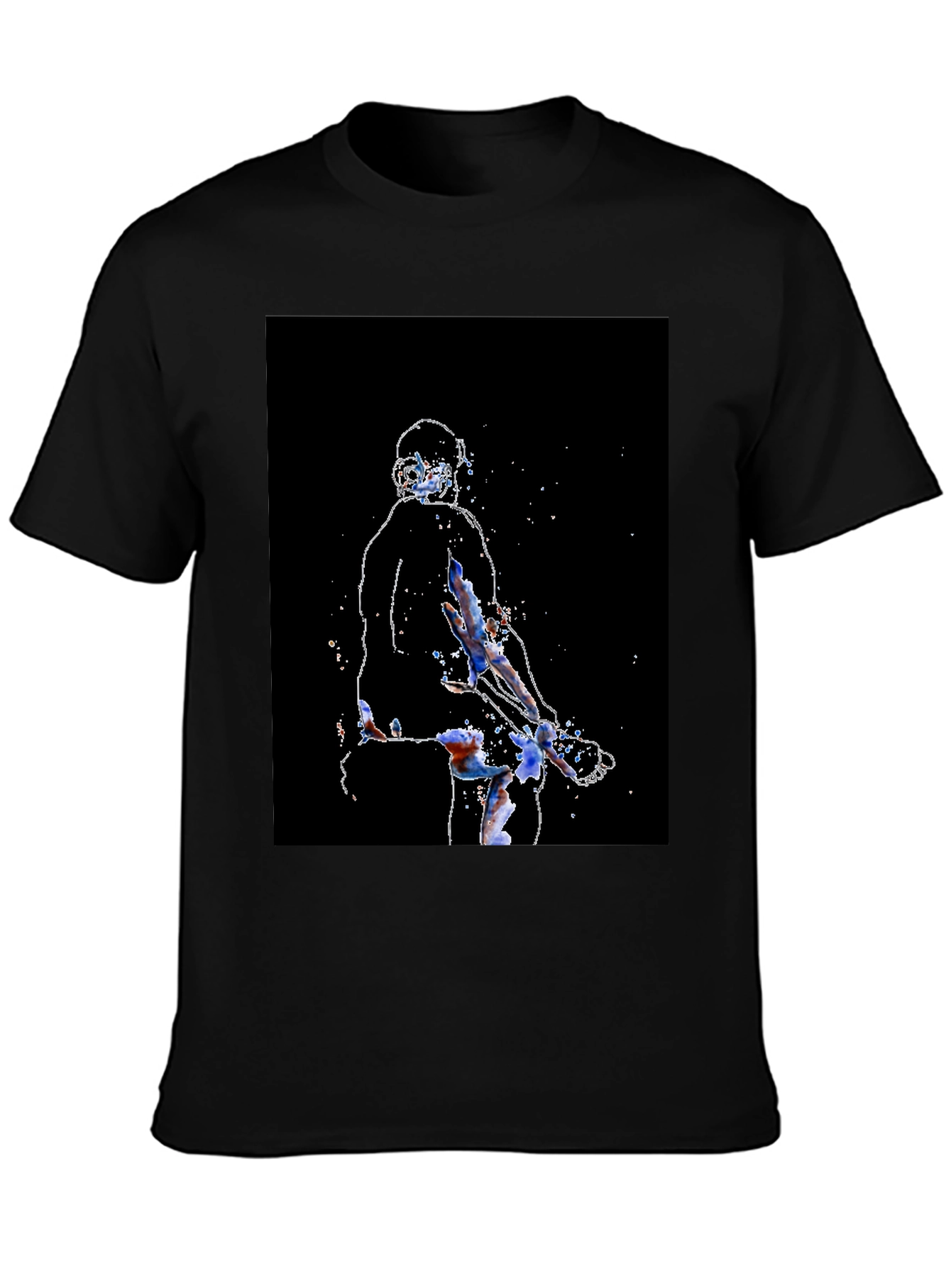 Abstract Athlete Graphic Tee - Black