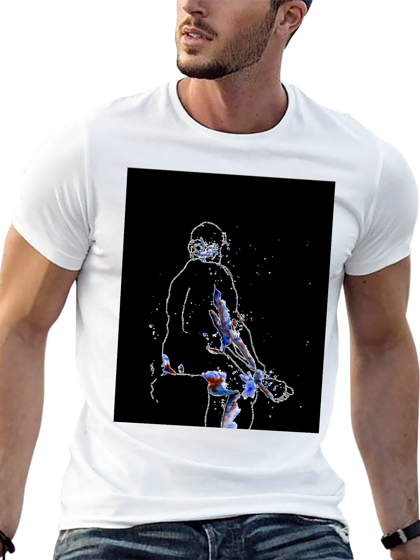Abstract Athlete Graphic Tee - Black
