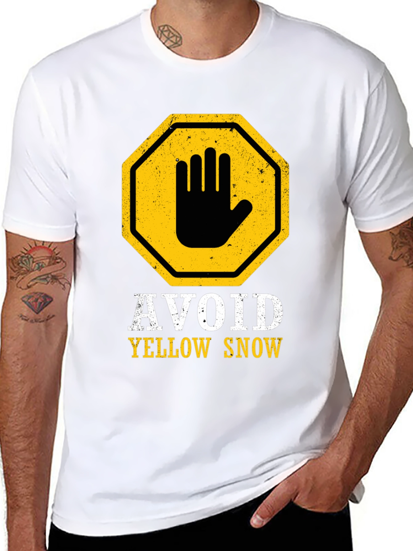 Avoid Yellow Snow Graphic Tee - Funny Warning T-Shirt