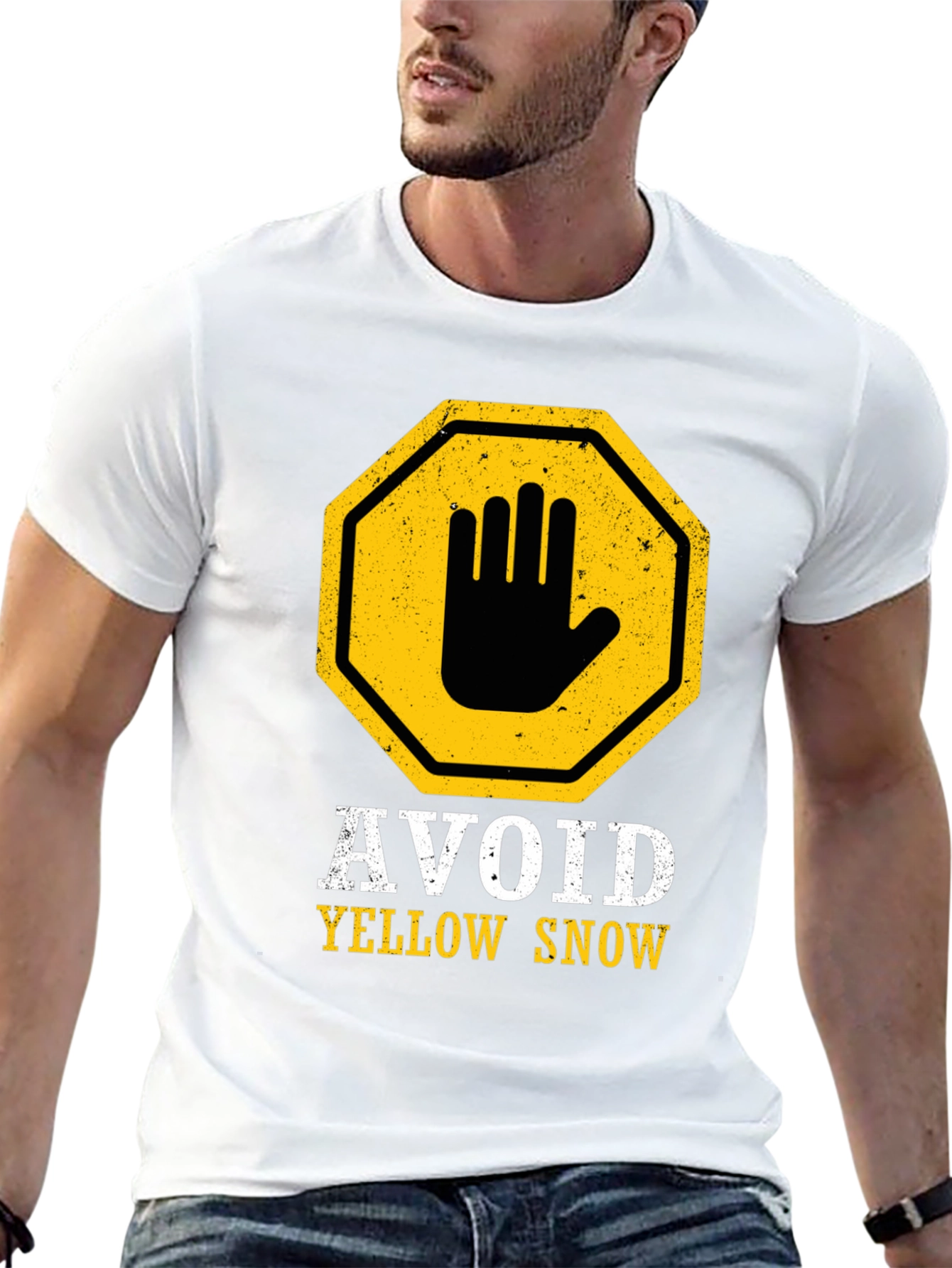Avoid Yellow Snow Graphic Tee - Funny Warning T-Shirt